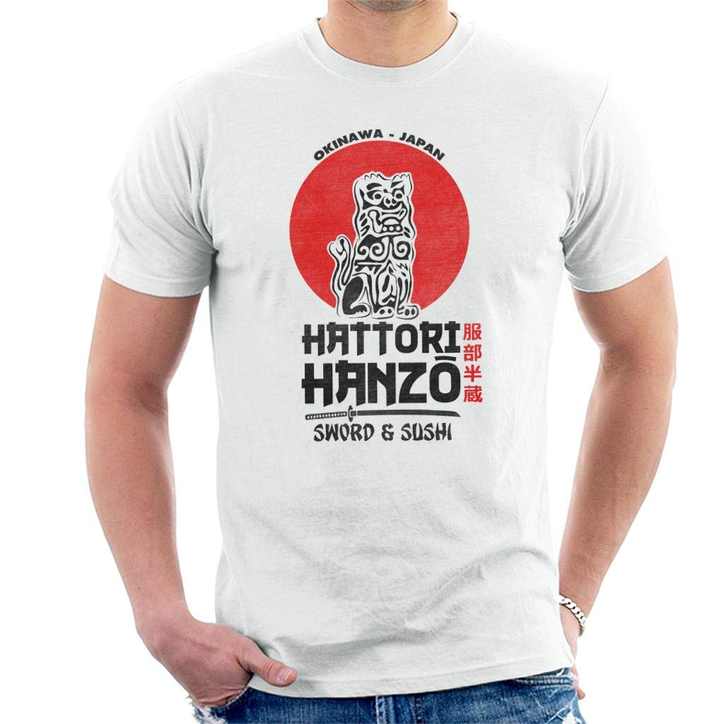 Cloud City 7Hattori Hanzo Sword and Sushi Black Text Kill Bill Men's T-Shirt