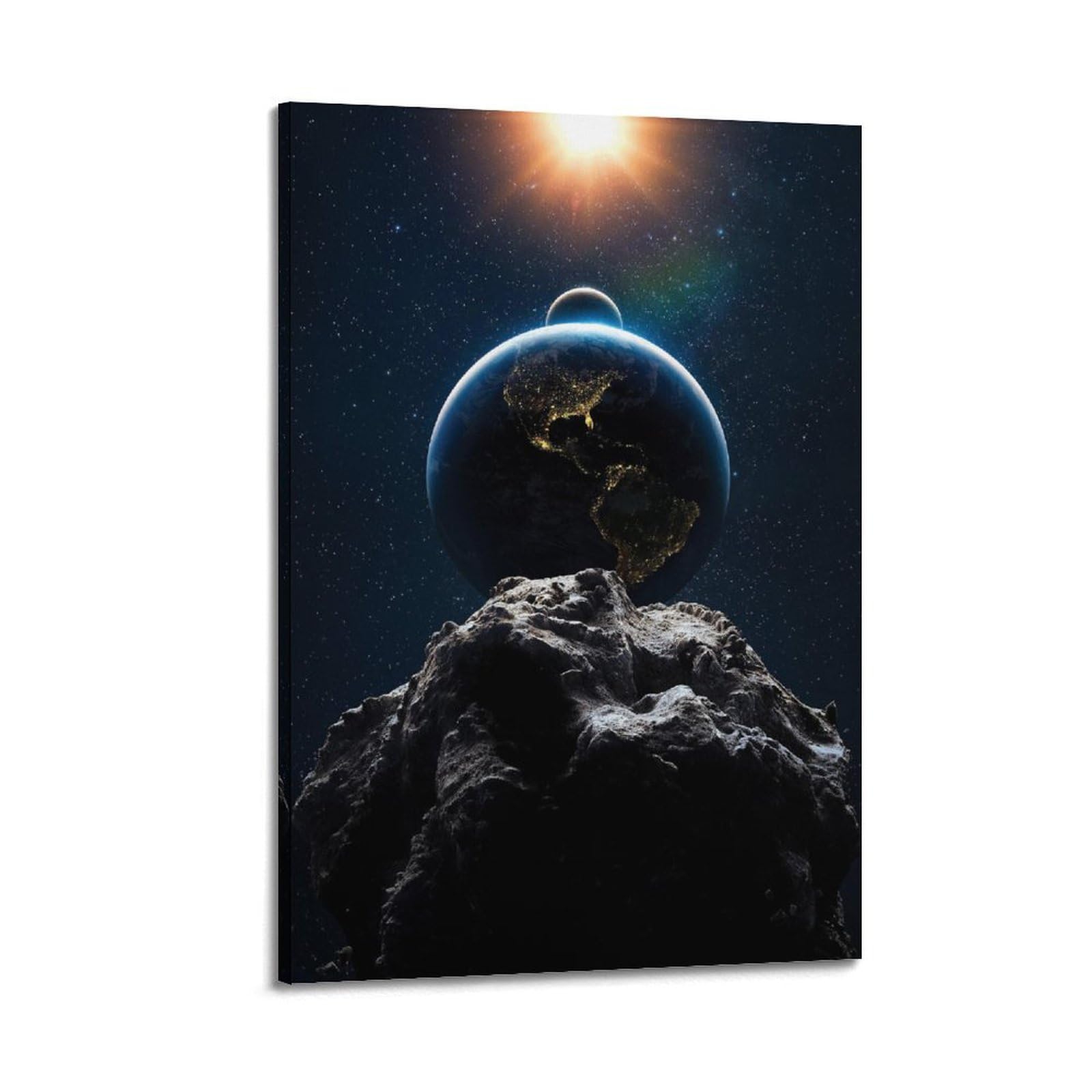 OKAHYS Earth Moon Planet Space Poster Decorative Painting Canvas Wall Artworks Picture 24x36inch(60x90cm)