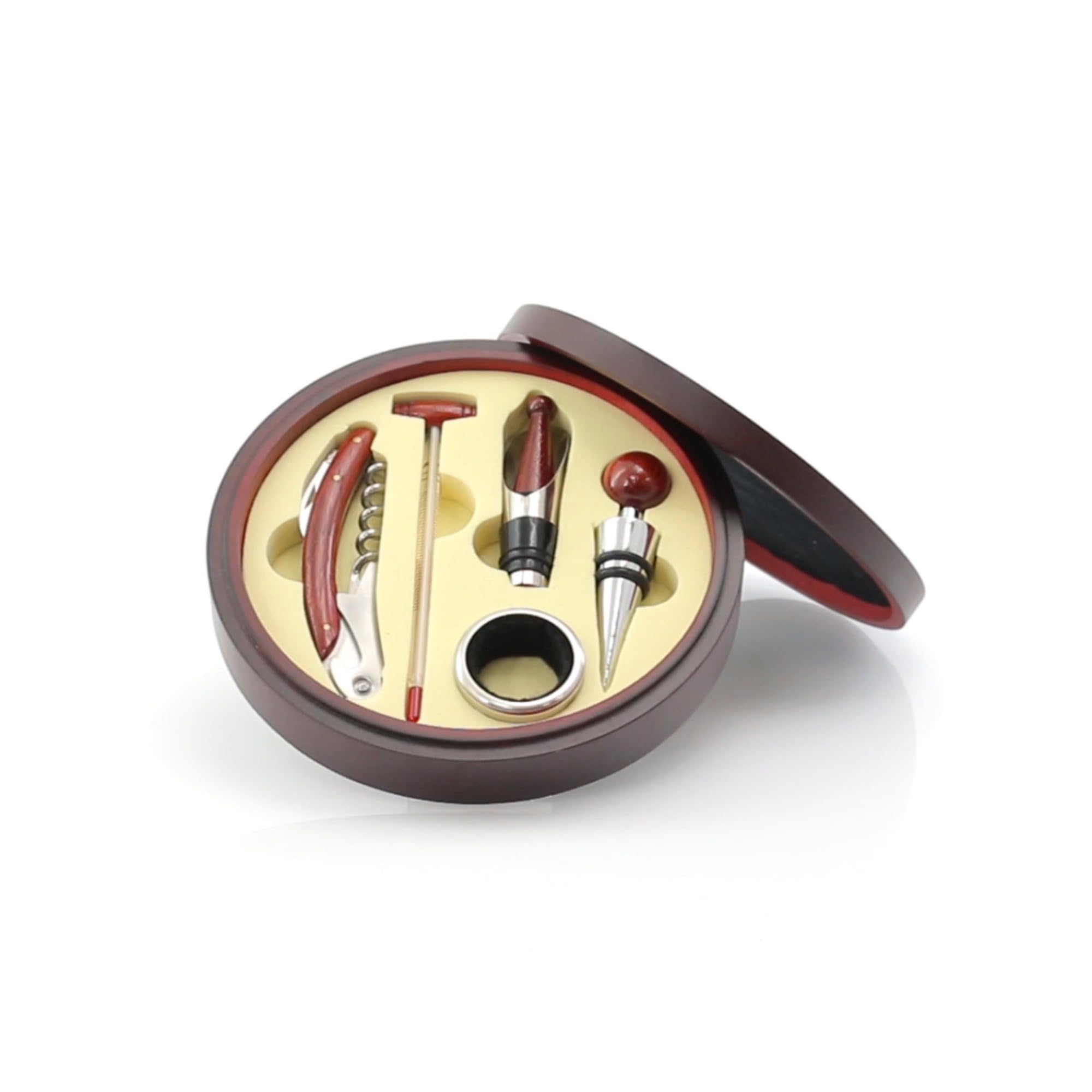 Set Accessori Per Vino In Legno - Cavatappi, Versatore, Tappo E Altro, Ideale Per Regalo - Foto 9