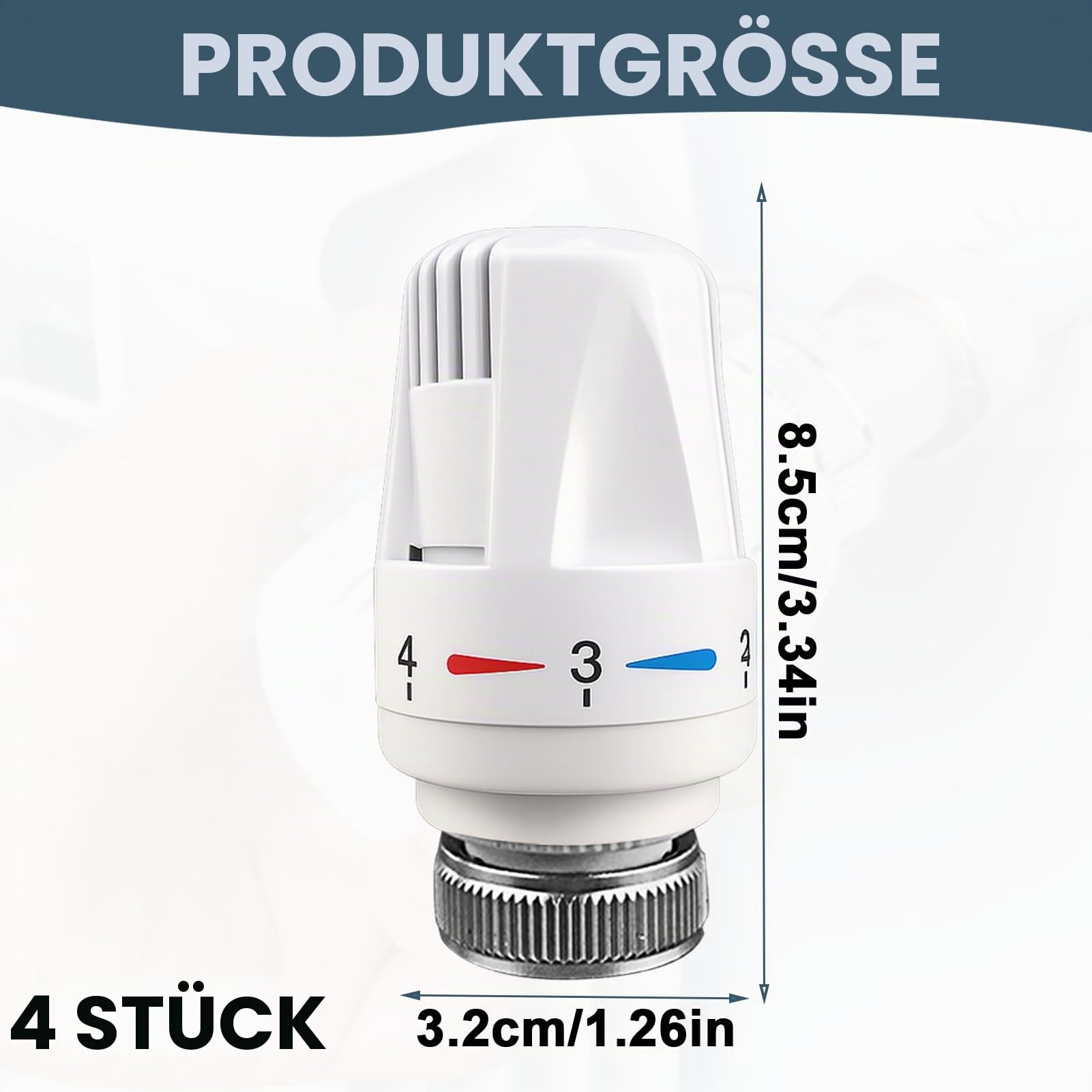 Heizungsventil, 4 Stück M30 X 1.5 Heizungsthermostat für Thread Austreten Von Gewindeteilen, Thermostatkopf Mit Automatik-Regelung Frostschutzstellung für Büro Zuhause
