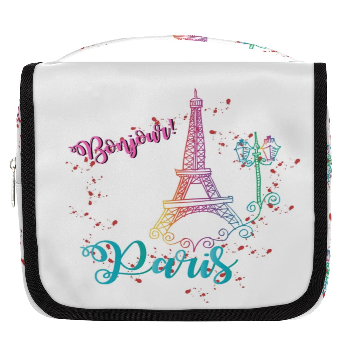 Wieża Eiffla Podróżna kosmetyczka Wieża Eiffla Mycie Torba Unisex Wiszące przybory toaletowe Kosmetyczka Organizer do makijażu, wielobarwny, Jeden rozmiar