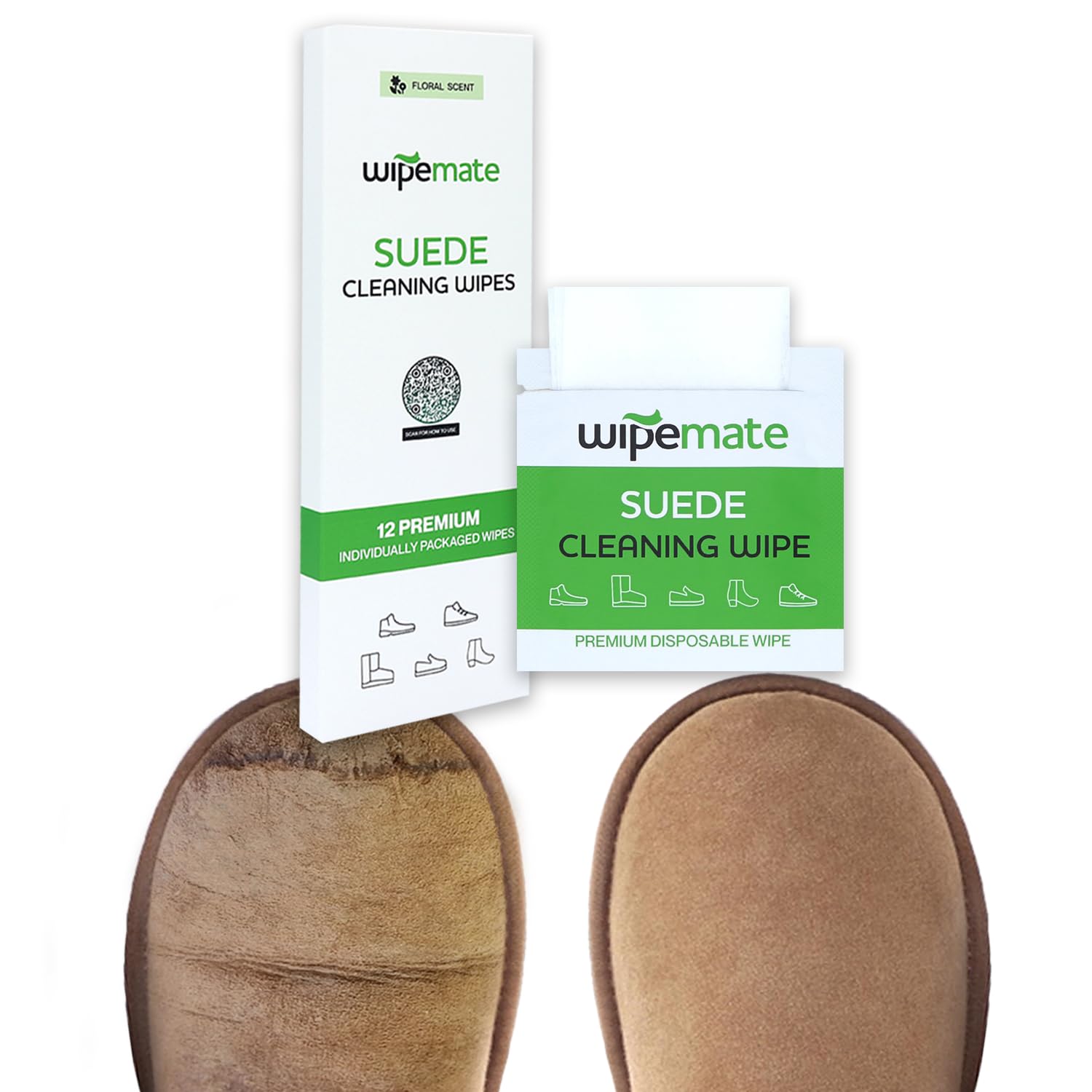 Premium Suede Cleaner Wipes, Individually Packaged Quick Wipes for Home or Travel, Removes Dirt, Grime & Stains, Cleaning Wipes for Suede Shoes, Boots, Bags, Etc. – 12 Count