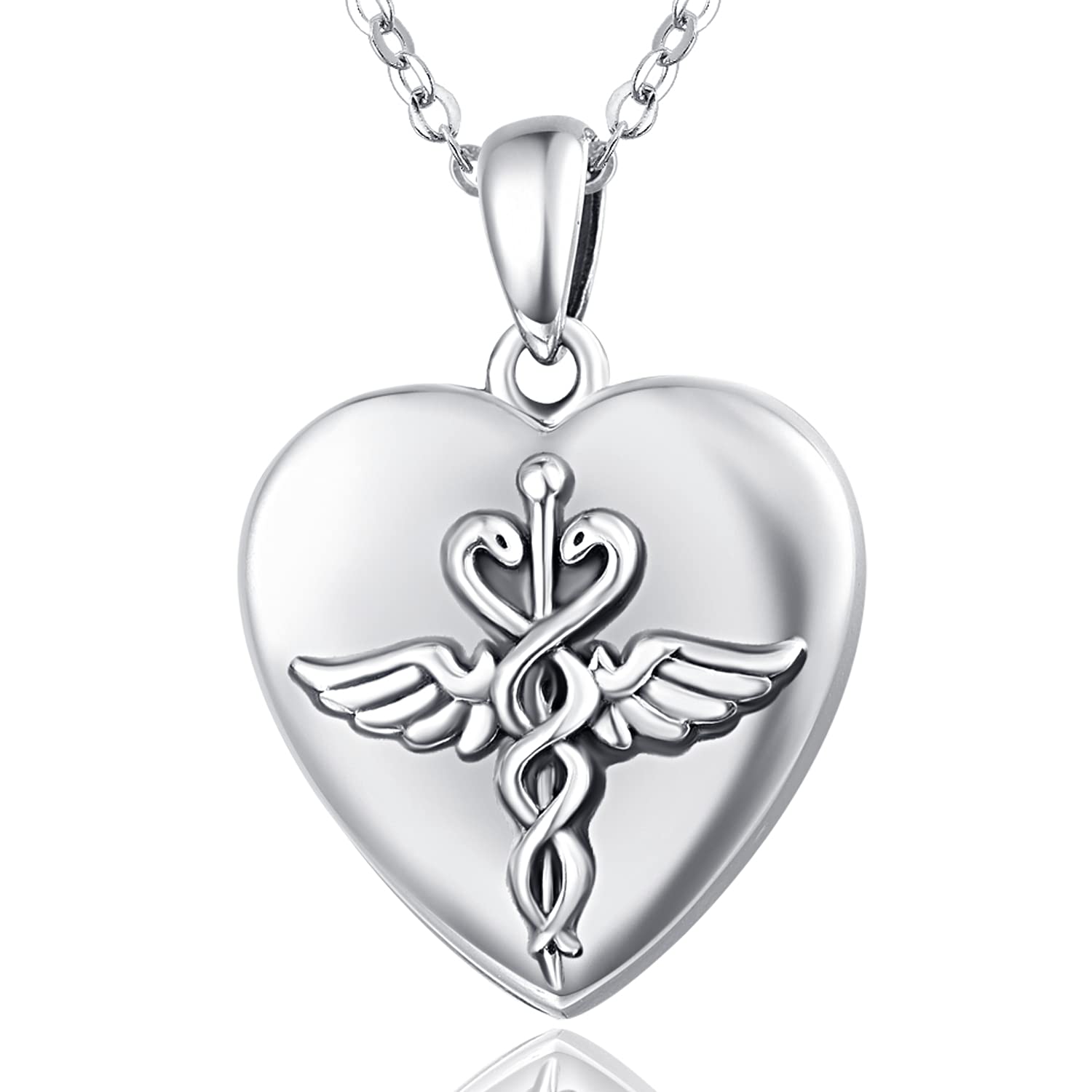KINGWHYTE Locket Necklace S925 Sterling Silver Pictures Photo Locket Heart/Round Necklace Personaliz