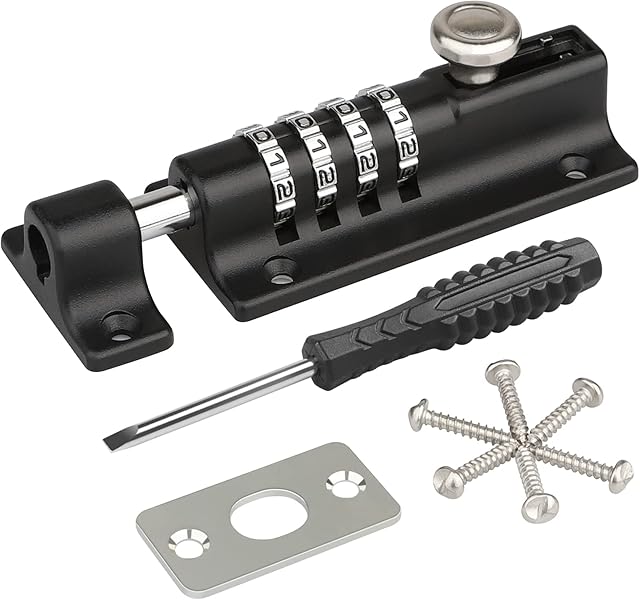 Spopal Combination Bolt Lock, [Weatherproof & Burglar Proof] 120mm Combi-Bolt 4 Digit Unique Combination Locking Bolt, Thicken Solid Zinc Alloy Door Latch Lock for Home, Gate, Shed, Garage, Fence