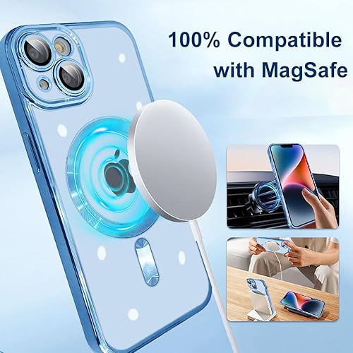 Miniatura 3 de ZIYE Funda magnética para iPhone 14 Plus compatible con MagSafe protector de lente de cámara, cubierta de lujo para mujeres y hombres, funda