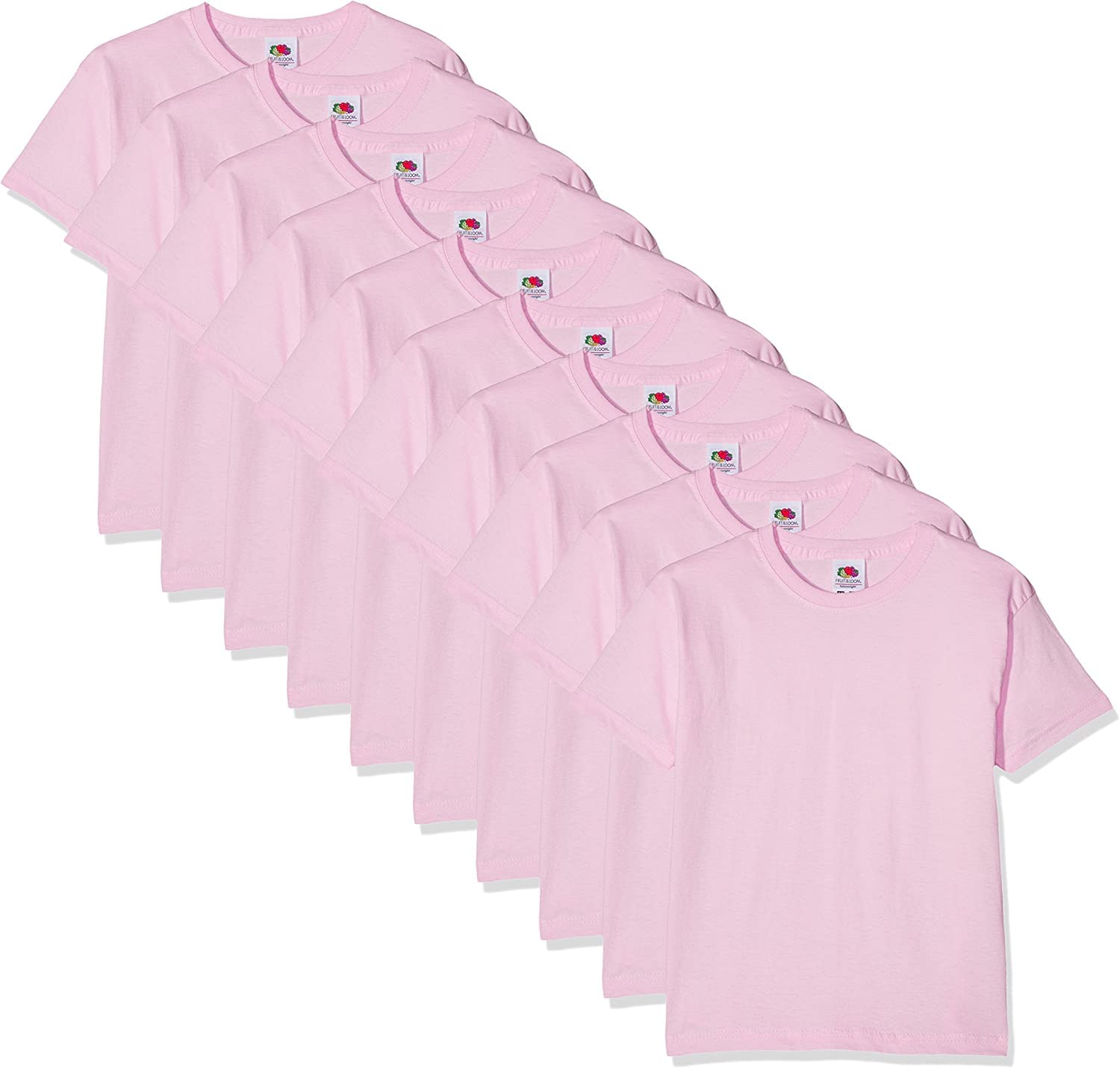 Fruit of the Loom Boy's T-Shirt (Pack of 10) (Light Pink), Years (Size: 12-13) (pack of 10)
