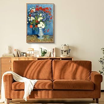 Amazon.co.jp: ゴッホ「ヤグルマギクとケシの花瓶」阪画屋