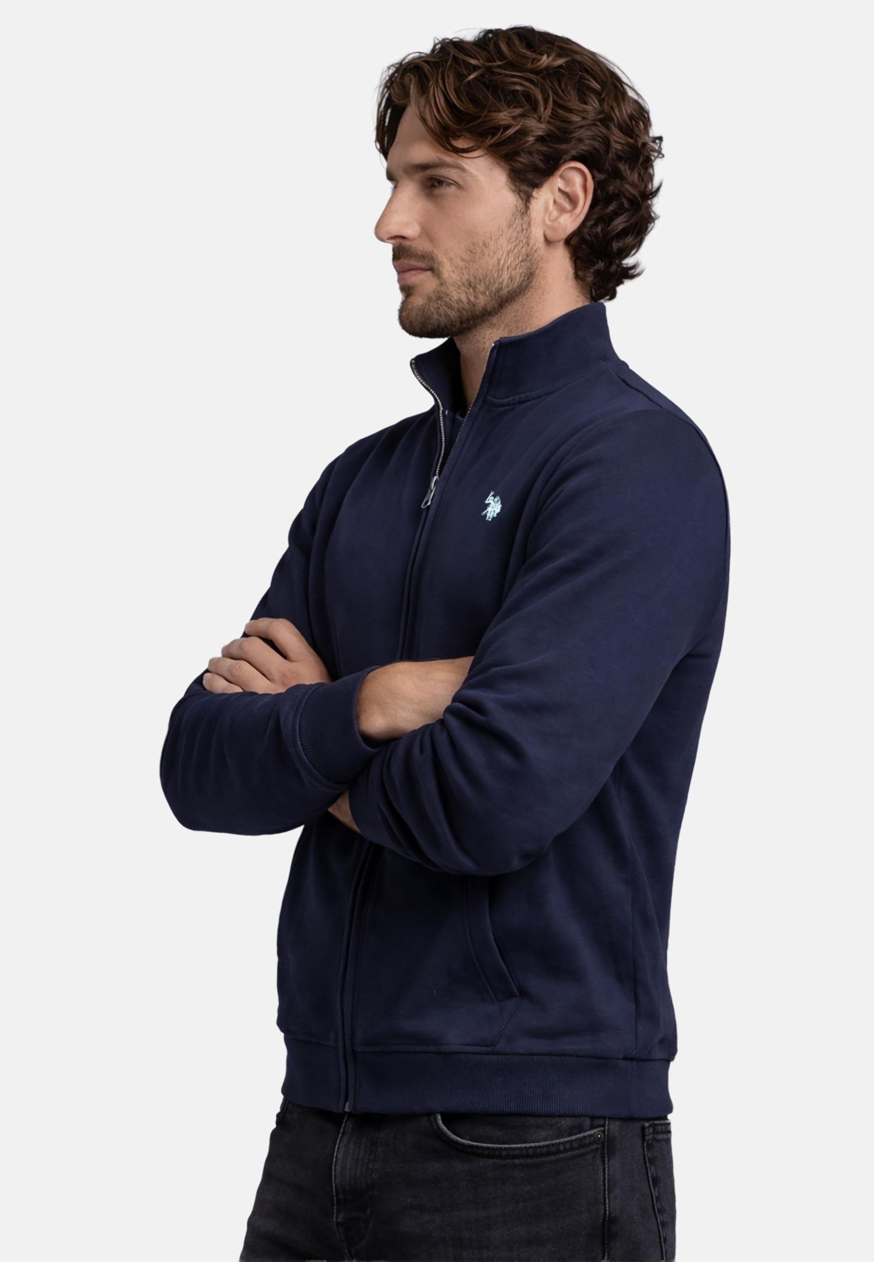 U.S. POLO ASSN. Herren Sweatjacke (S-XXL) 100% Baumwolle, Stehkragen, Langarm P028 - 5