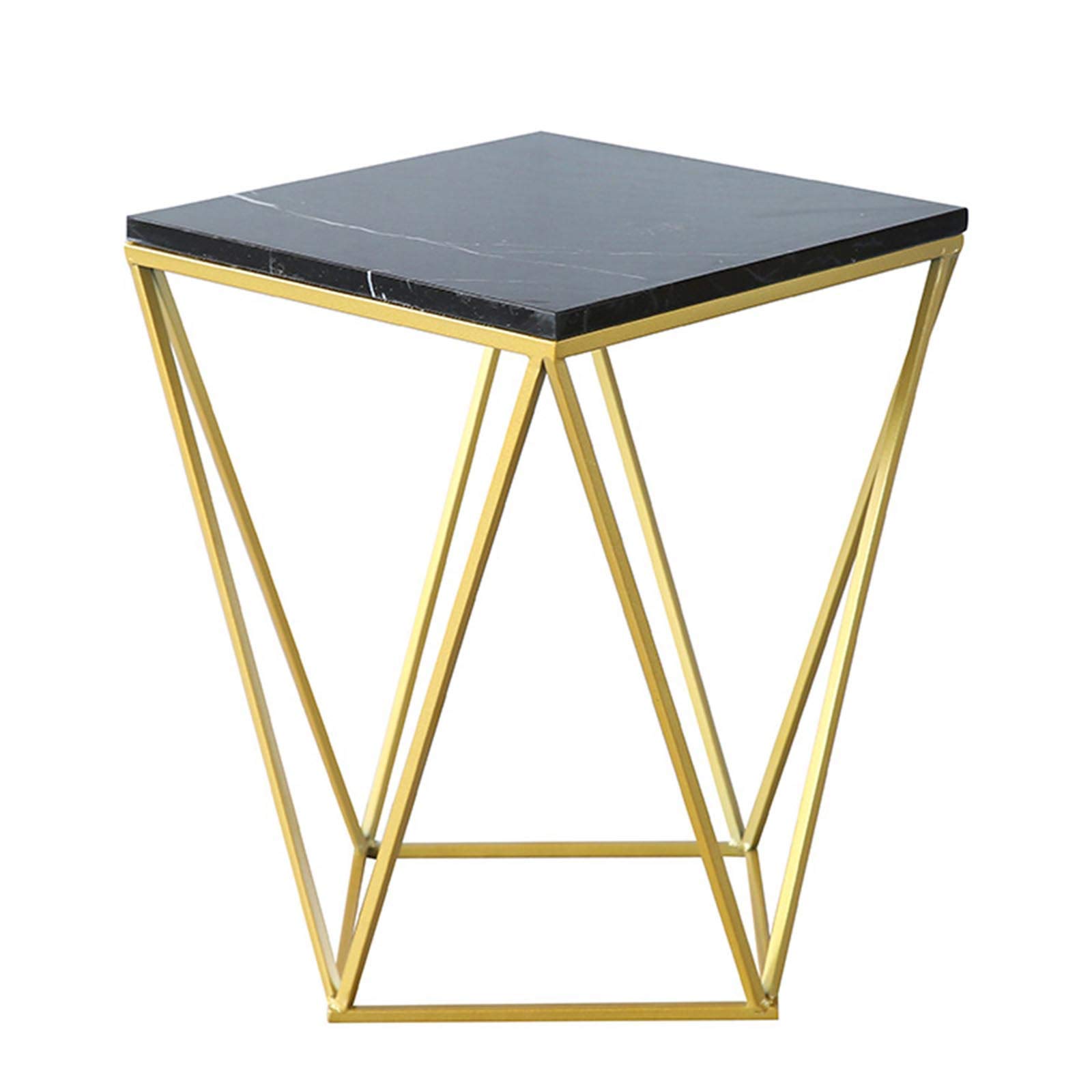 Couchtisch weiß, schwarz, Marmor-Beistelltisch für Sofa, dekorative Eckmöbel für Wohnzimmer im Innenbereich, Metall-Ausstellungstische für Vase, Ausstellungsstücke, schwarz, 40 x 40 x 50 cm,