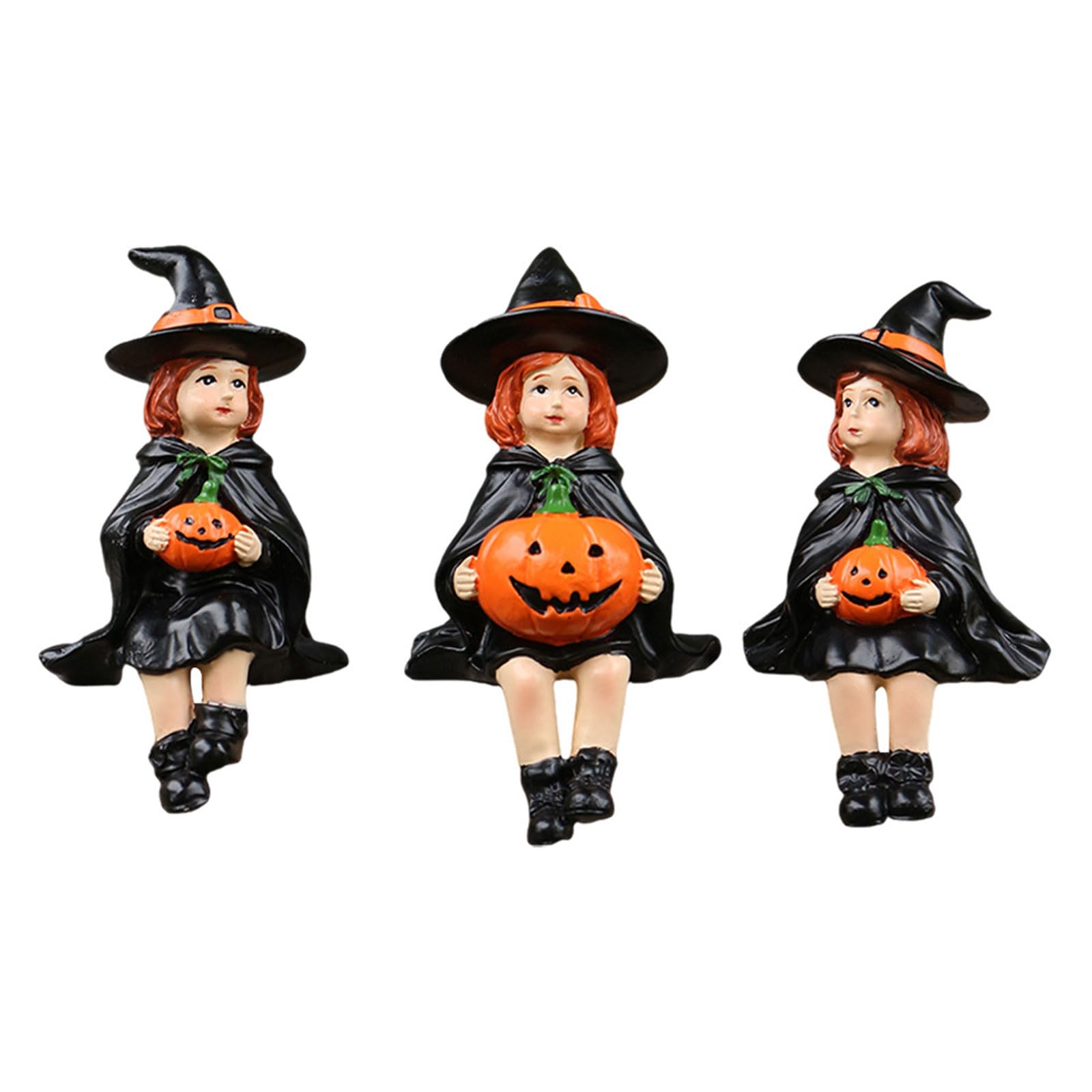 Sorcière d'Halloween en résine (lot de 3) pour décorer votre jardin