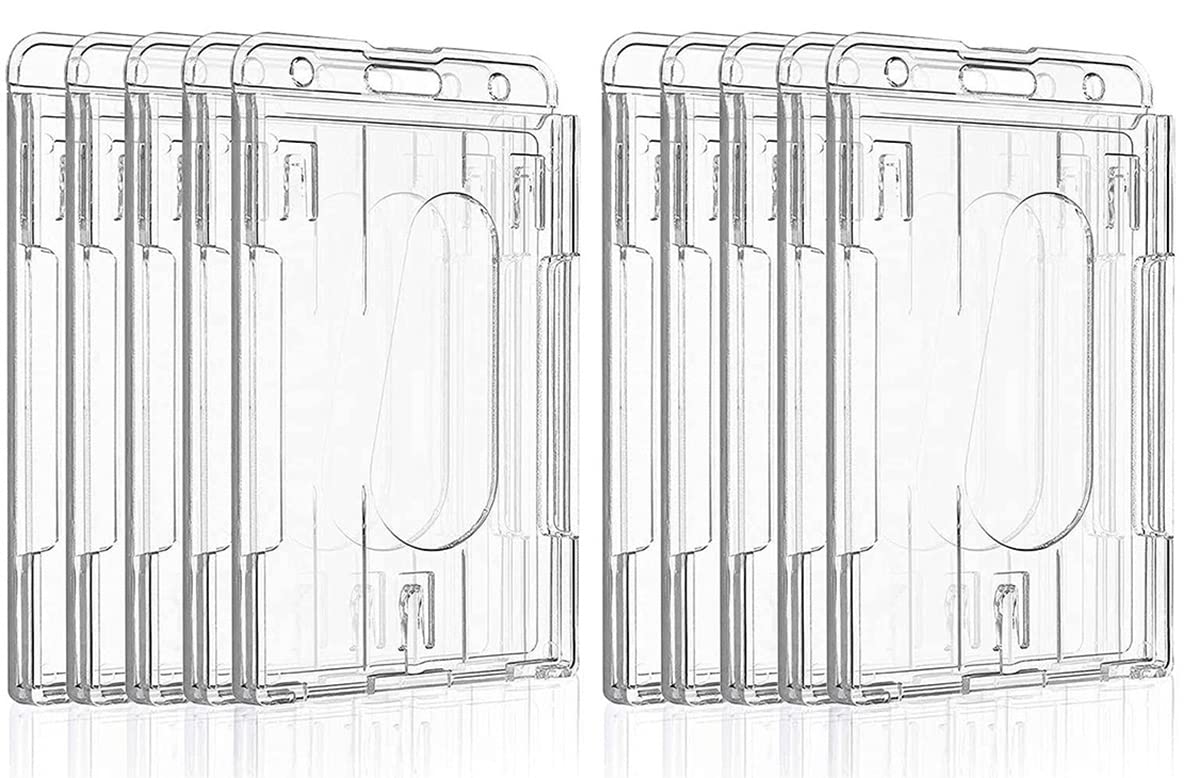 Card Protector, Hard Plastic Credit Card Protector, Rigid PC Clear Material with Thumb Slots, Rugged and Durable for Sports Cards, Credit Cards, ID Cards, Gaming Cards Storage and Display, 10 Pieces