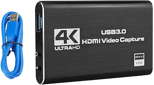 Dispositivo de captura de video de audio 4K, HDMI a USB 3.0 4K tarjeta de captura de video tarjeta de captura de juego USB 3.0, para transmisión en