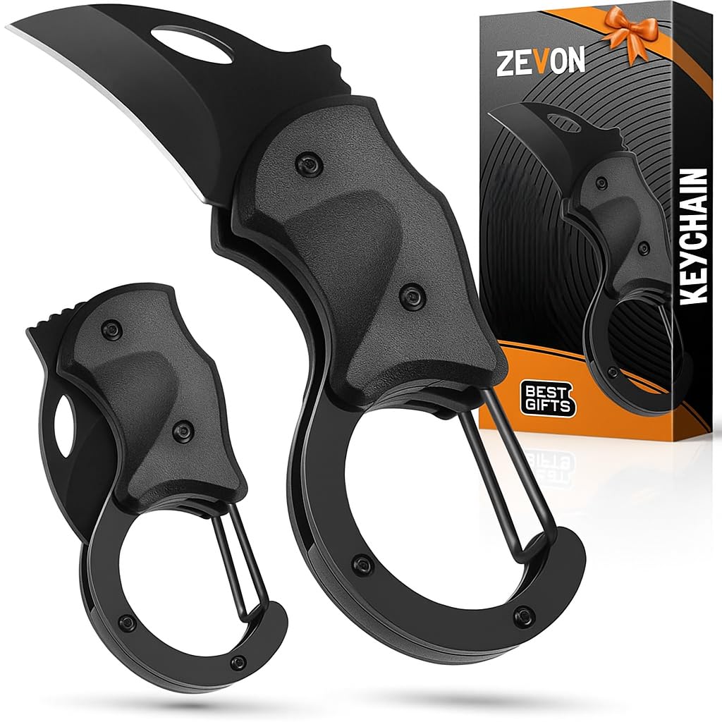 self defence gadgets - car keychain with cutter for self defence - stainless steel mini 1.34 inches folding cutter keychain, cool gadgets for men - multipurpose mini tool for everyday carry