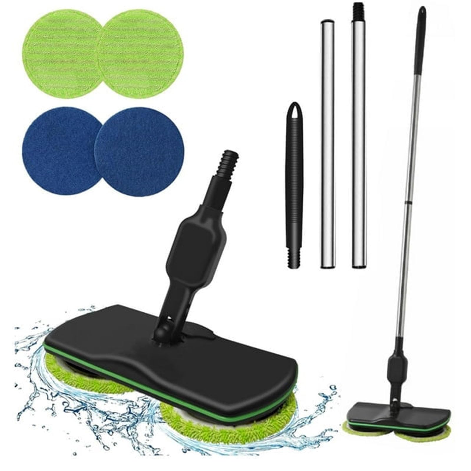 Cordless Electric Mop, Electric Spin Mop with 4 Reusable Microfiber Pads, Up to 50 Mins, Powerful Floor Cleaner for Floor Cleaning Hardwood/Tile/Marble/Laminate Floor