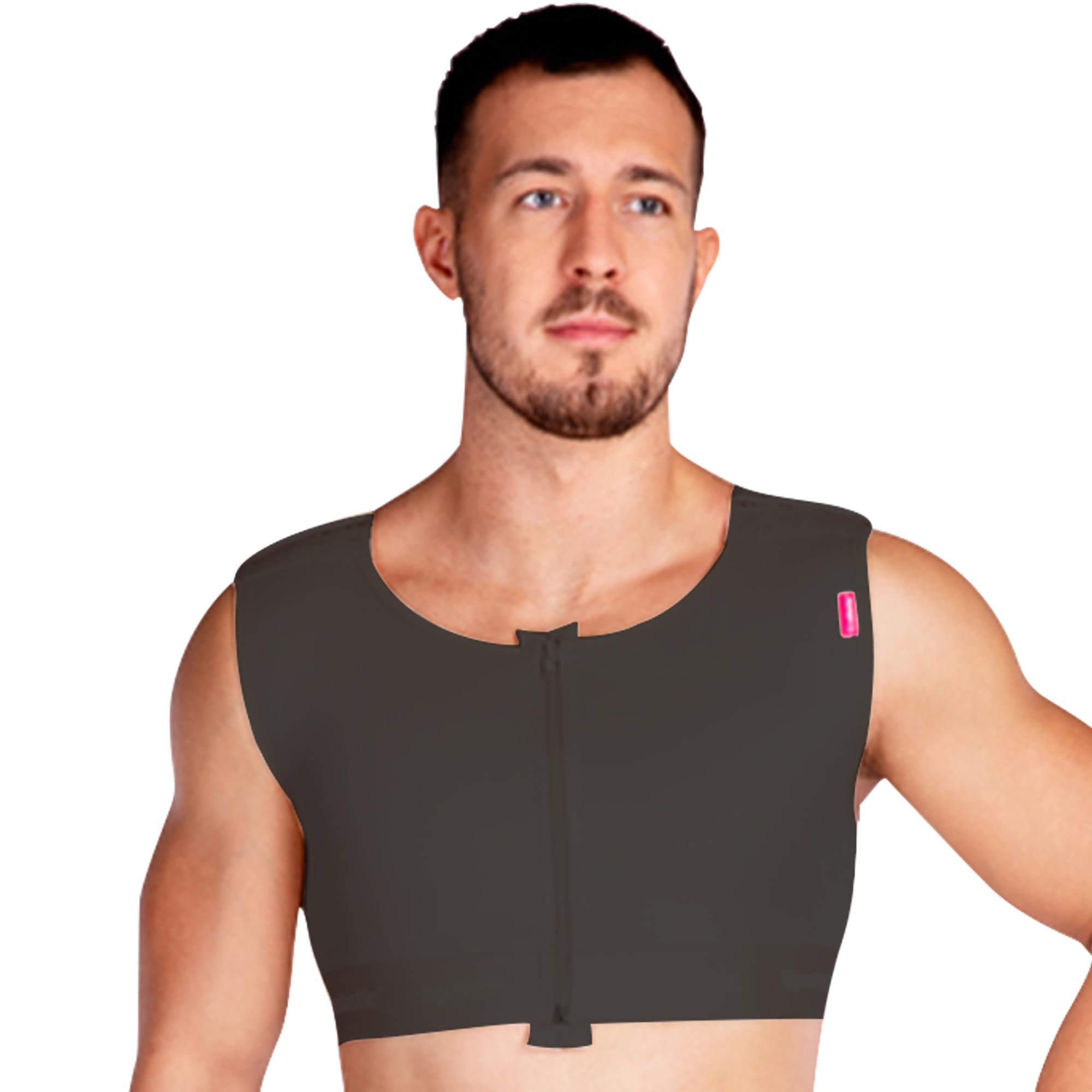 LIPOELASTIC® MTmS Comfort - Corpetto compressivo per ginecomastia e liposuzione della schiena e del torace (Nero, L)