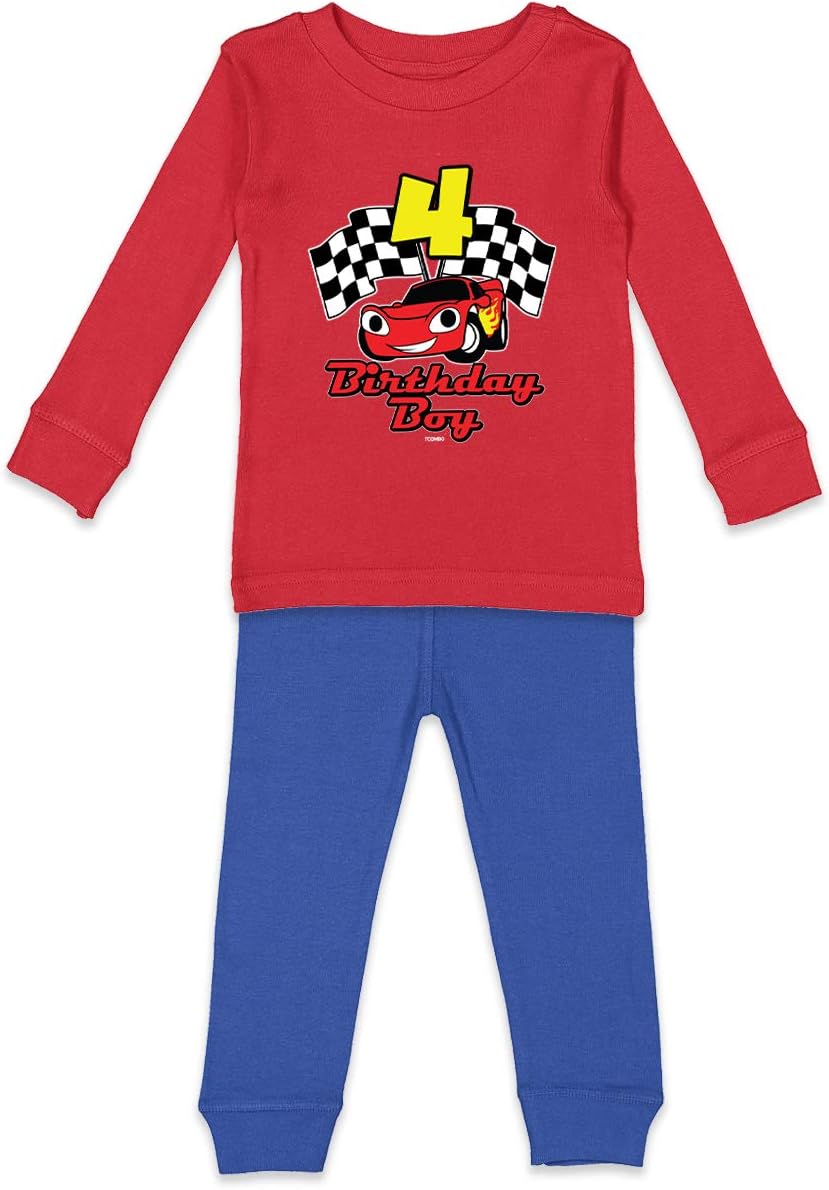 Tcombo Birthday Boy Car - 4 Year Old Kids Shirt & Pants Set