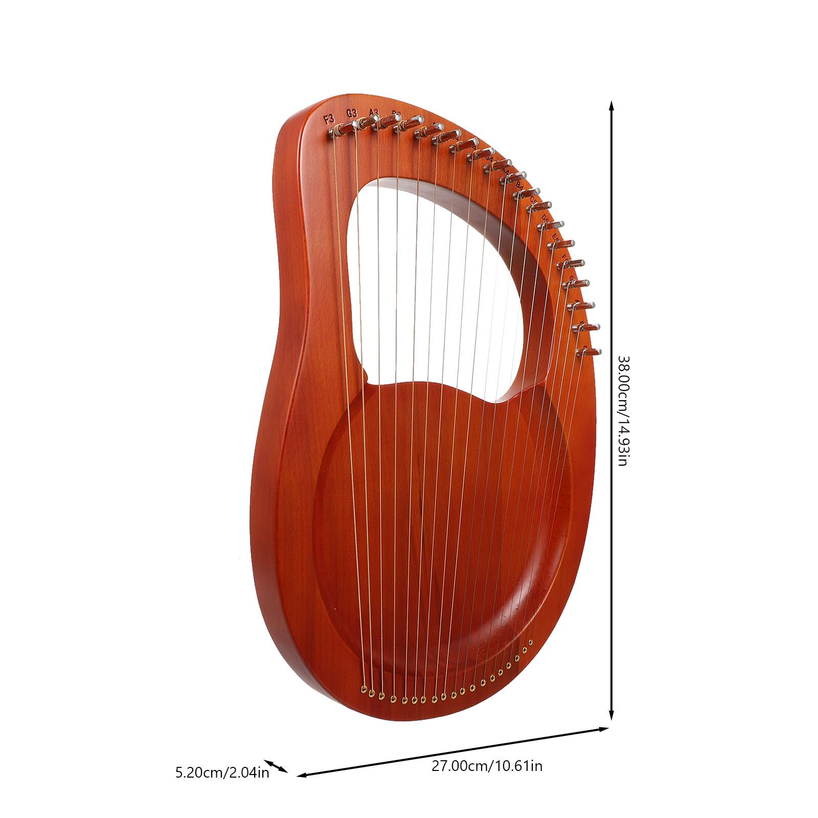 PRETYZOOM Arpa de Lira Portátil 19 Cuerdas de Metal, Sonido Melodioso y Relajante, Instrumento Musical de Madera Marrón para Niños, Incluye Cuerdas Extra y Dos Púas