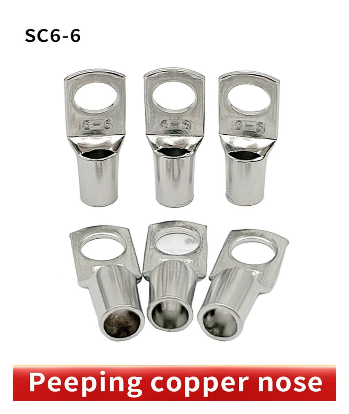 100 STÜCKE SC6-6 Kupfer Anschlussklemme Bolzenloch Kabelschuhe Terminals 6mm