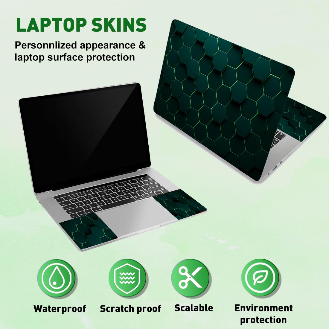PLIGREAT 15 pollici Laptop Pelle Adesivo Cutable Universale Rimovibile Impermeabile Laptop Art Sticker Tecnologia Alveare