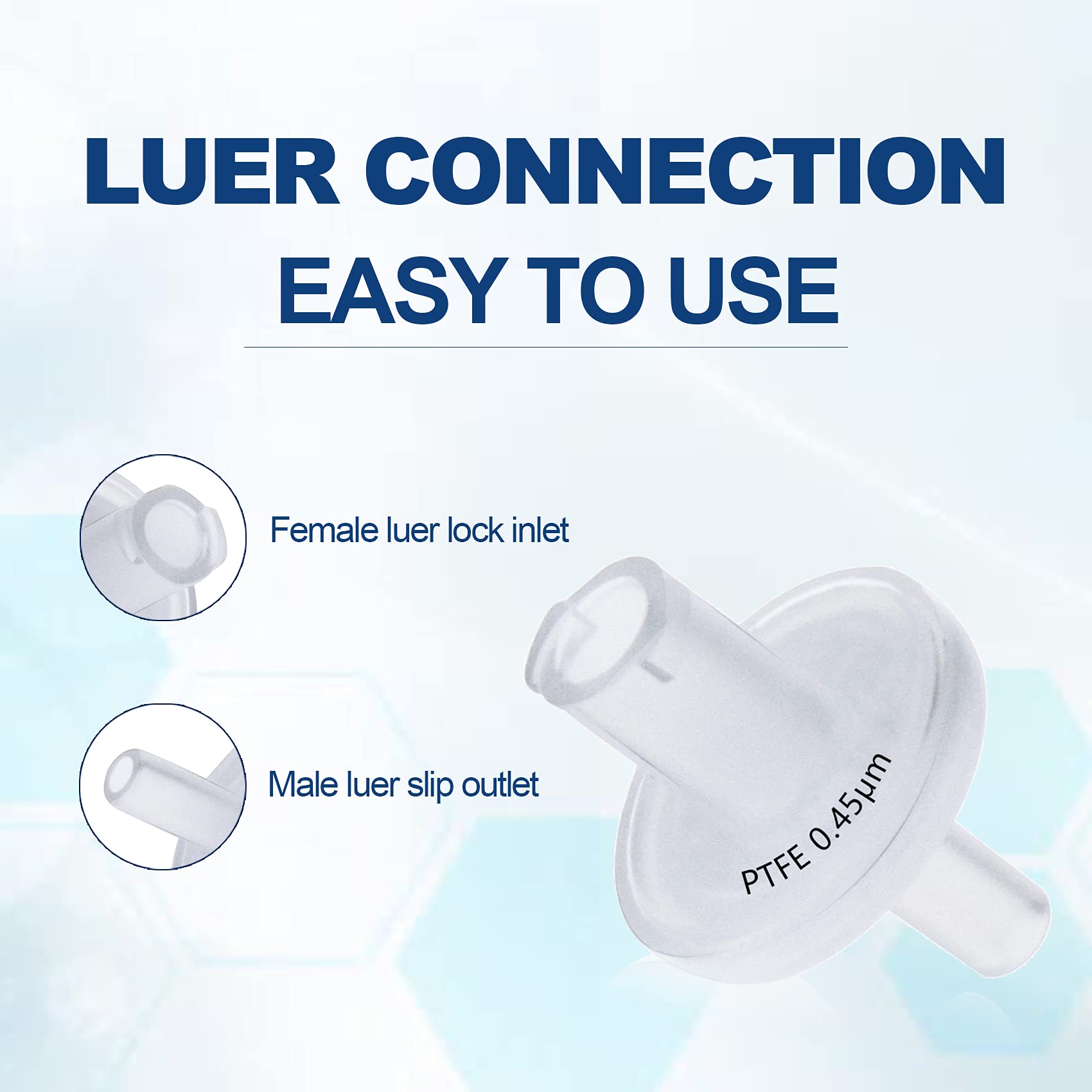 Filtres à seringues soudés [Membrane hydrophile PTFE] Diamètre 13 mm Taille des pores 0,22 μm pour filtration en laboratoire par Labfil (PTFE Hydrophile, Lot de 100)
