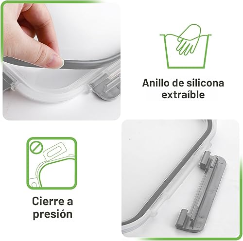 Miniatura 6 de HOMBERKING 4 recipientes grandes de vidrio de almacenamiento de alimentos de 63 onzas  8 tazas con tapas, recipientes de preparación de comidas,