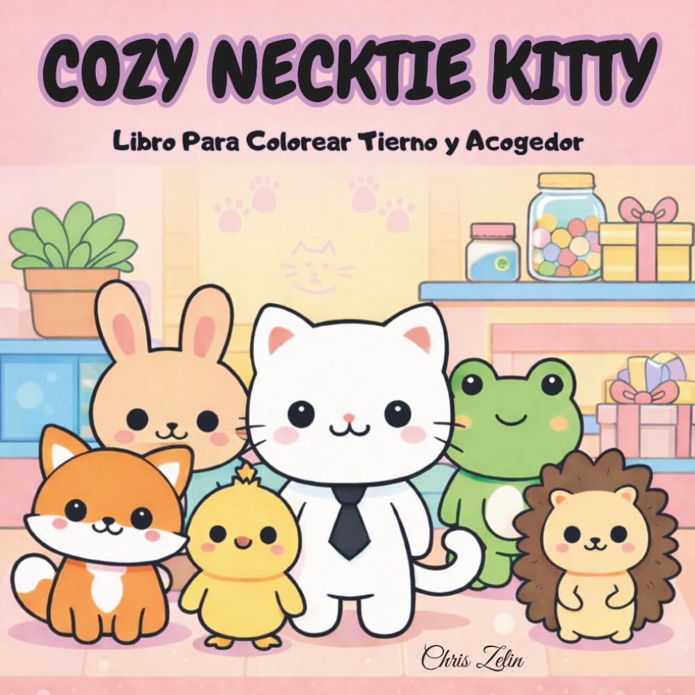 COZY NECKTIE KITTY: Libro Para Colorear Tierno y Acogedor
