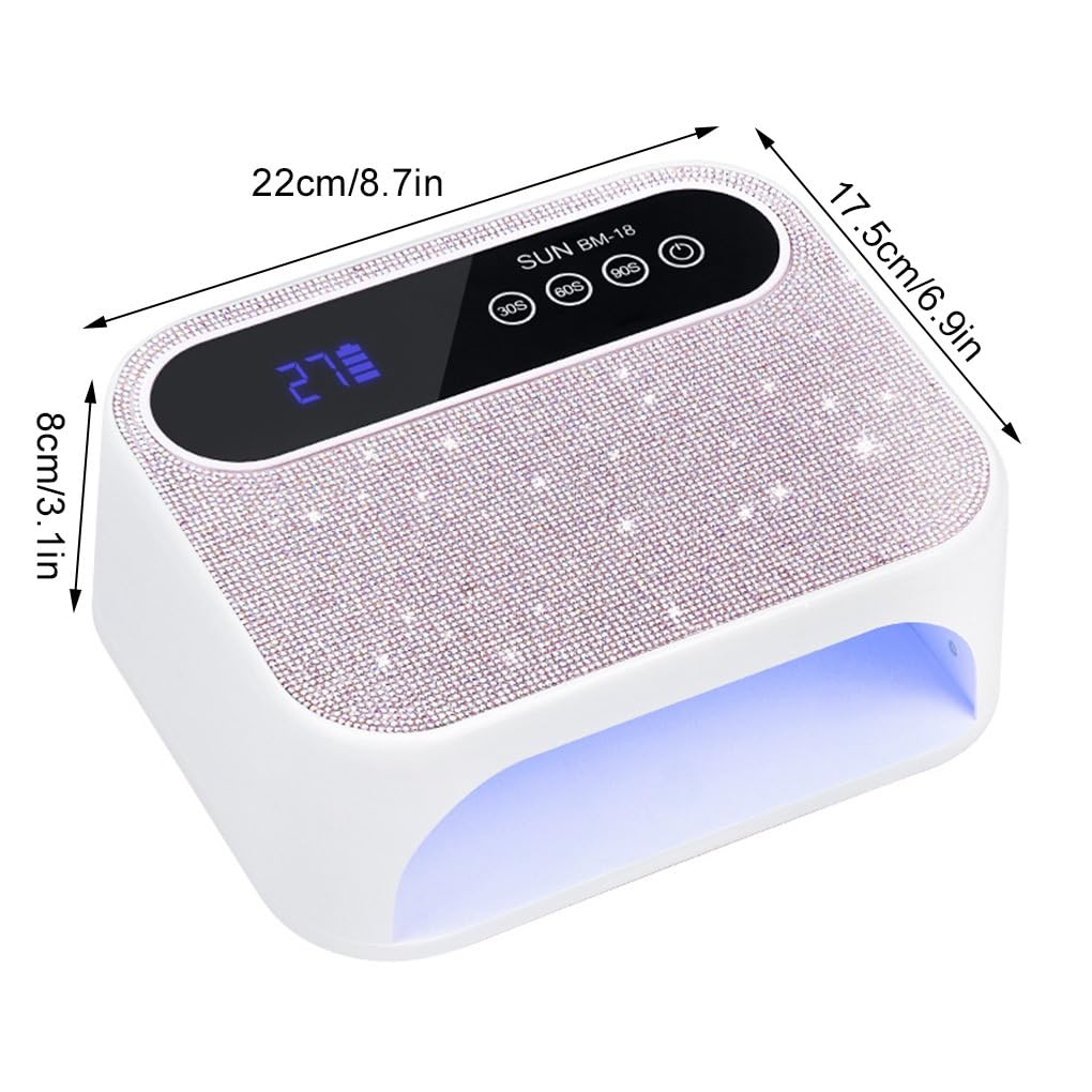 Lámpara de uñas UV LED con pantalla LCD táctil y acabado brillante de diamante ABS, batería 6000 mAh.
