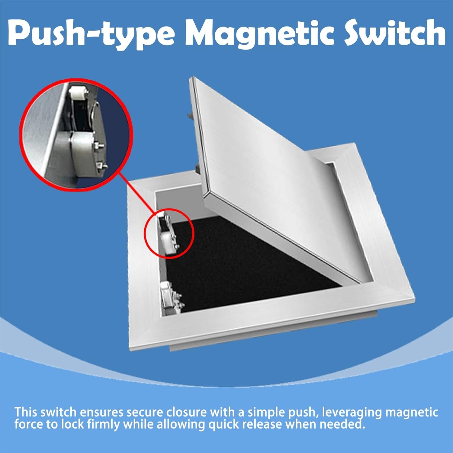 LZMZMQ Customizable Recessed Wall Access Panel for Drywall, Electrical Access Hatch with Push-Type Magnetic Switch, Service Panel for Plumbing/Electrical Cables/Wiring(20 x 10 cm (7.9 x 3.9))