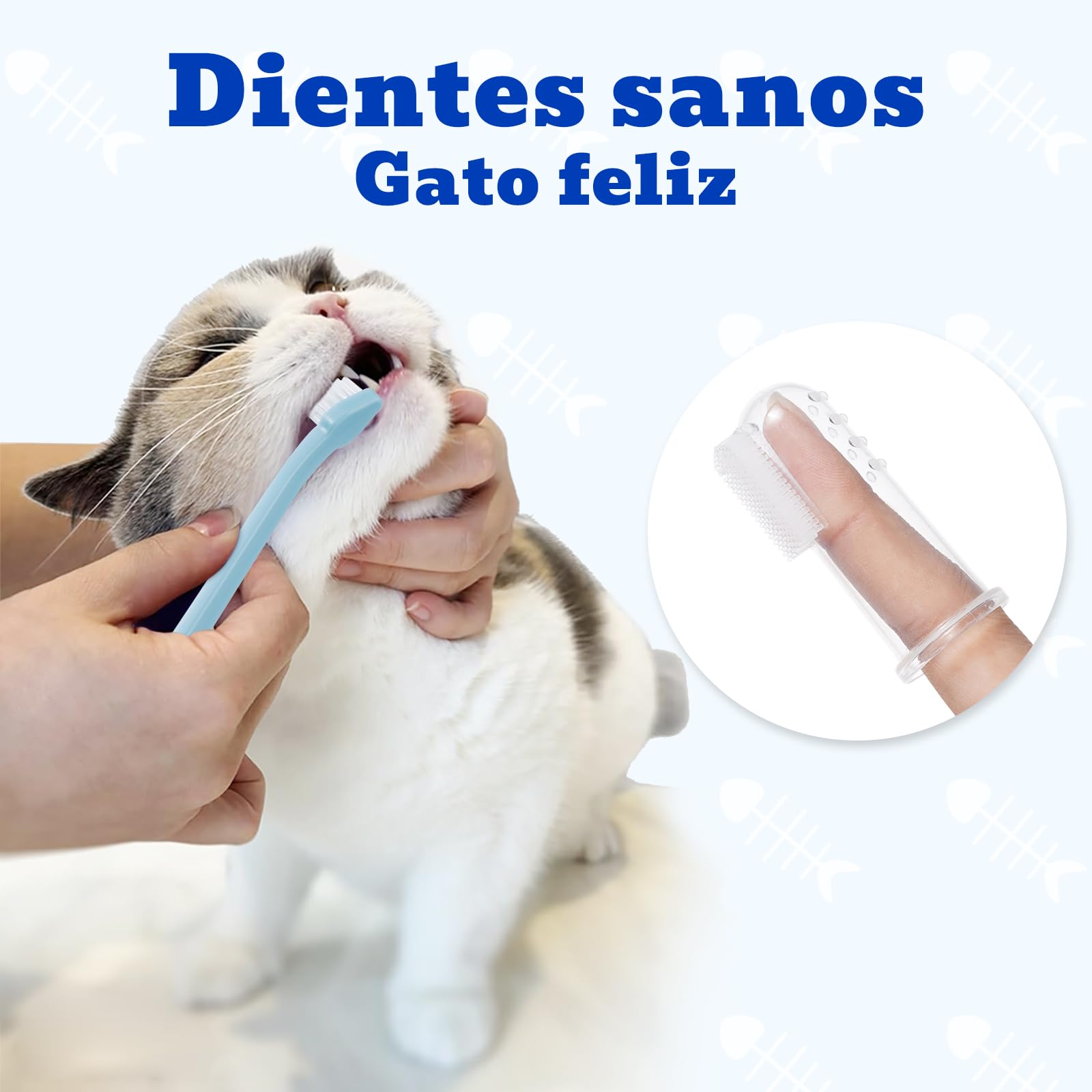 Juego de Cuidado Dental para Gatos, Pasta Dentífrica Sabor Atún 30 g, Incluye 2 Cepillos dientes gato, Fórmula Suave para el Cuidado Dental y un Aliento Fresco