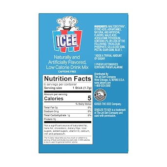ICEE Blue Raspberry Singles To Go - Pack of 3 - Powdered Drink Mix - Zero Sugar - 6 Sticks Per Box - 18 Servings