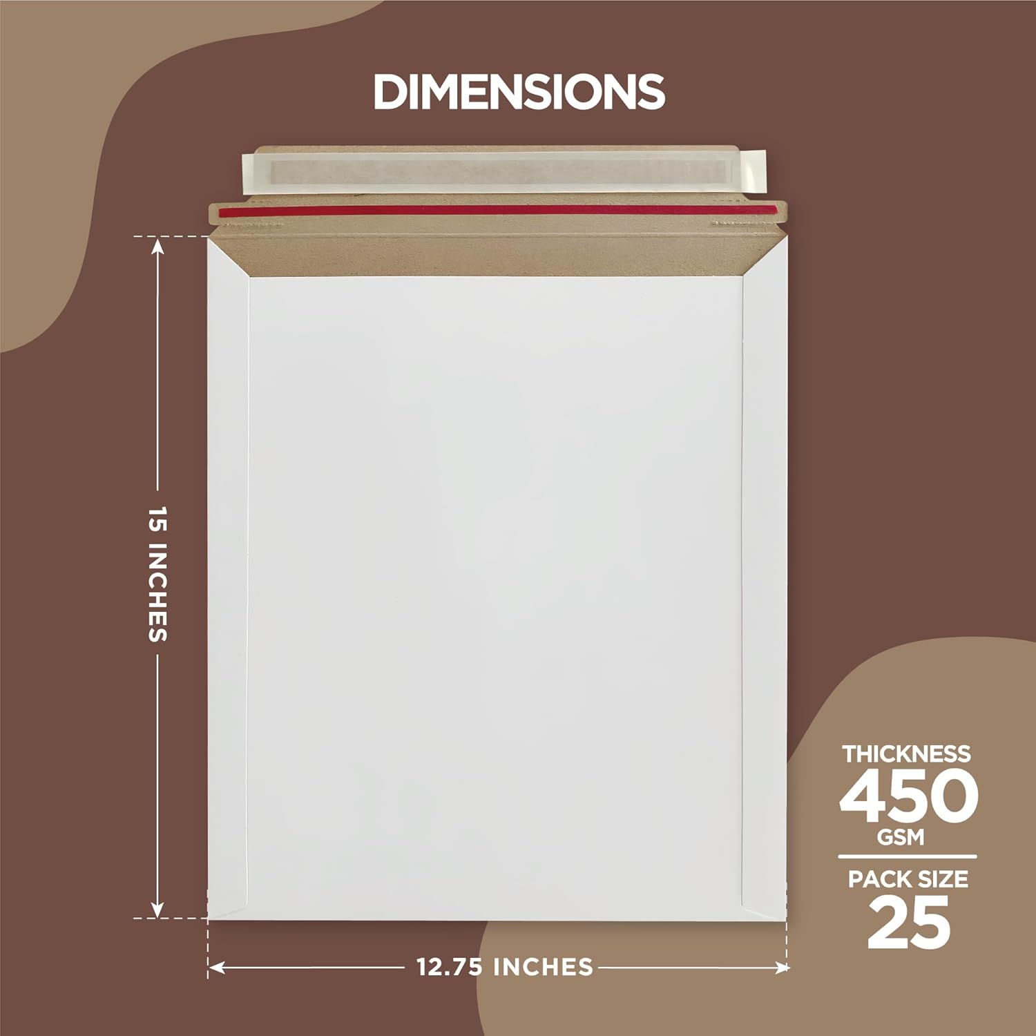 25 Pack 12.75x15 Inches Rigid Mailers – Self Adhesive White Cardboard Mailers – Used as Mailing Supplies for Mailing Documents, Photos, CDs, Magazines and Literature - Image 2
