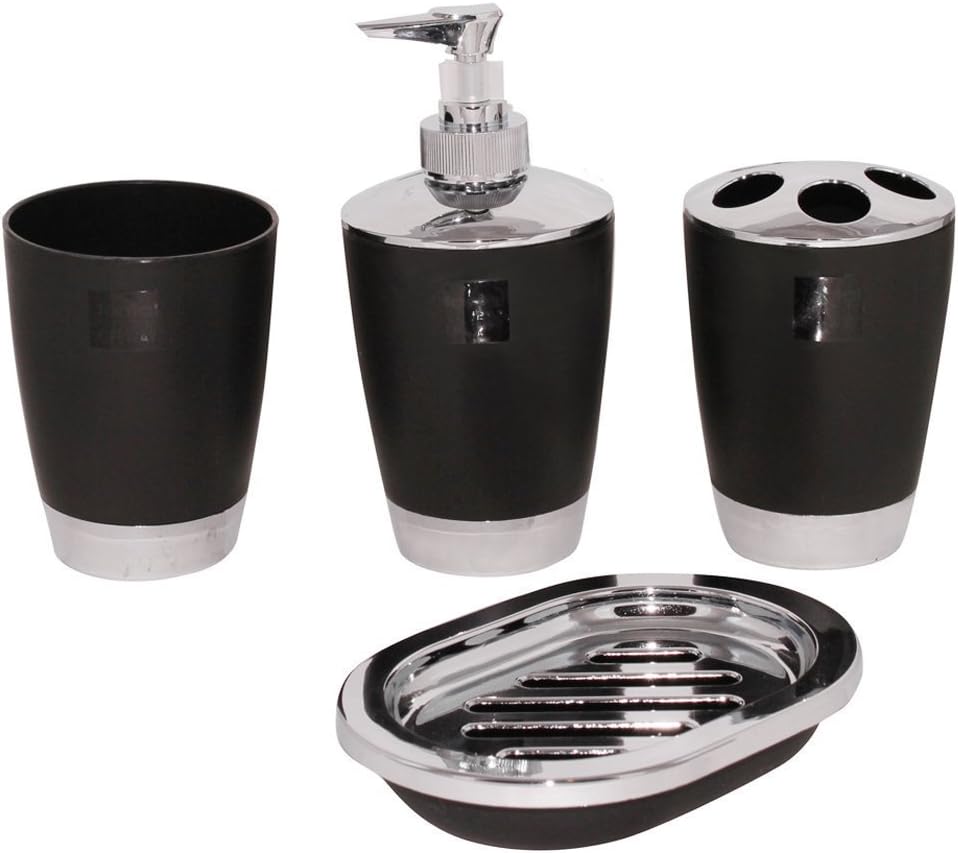 JustNile 4-Piece Acrylic Bathroom Accessory Set - Black
