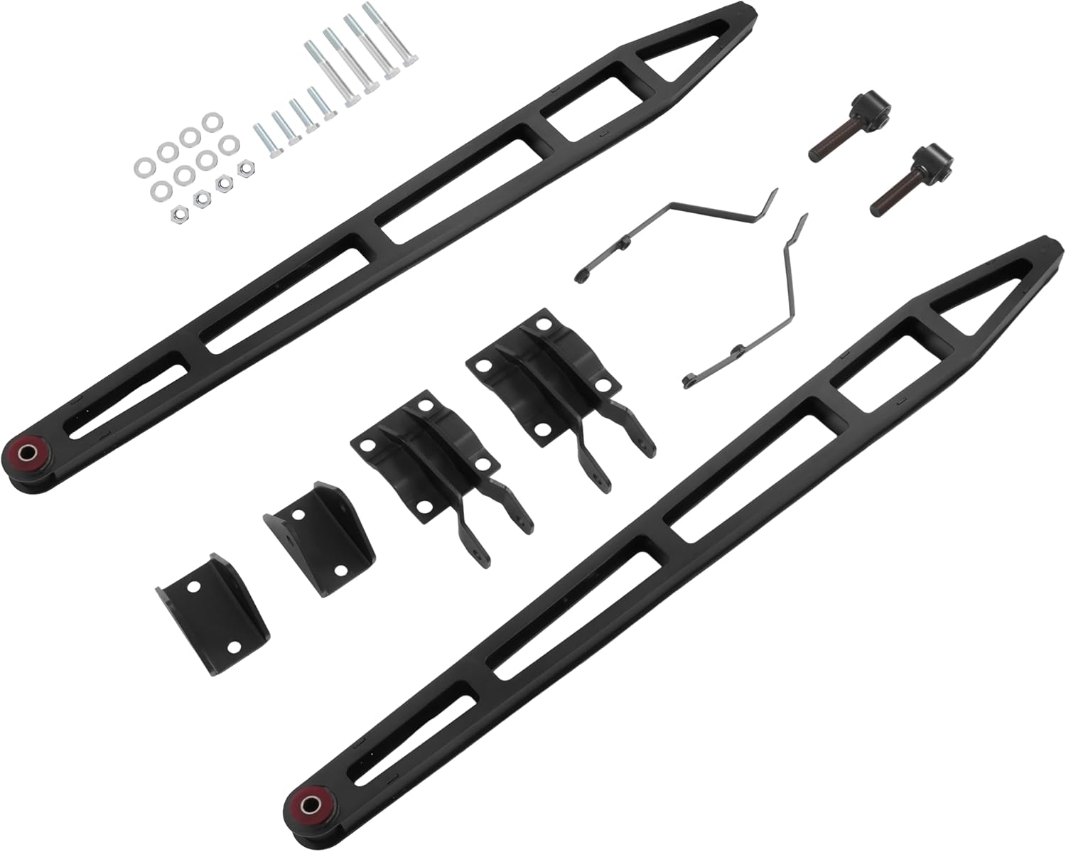 ALMULOO Rear Ladder Traction Bar Compatible with 2015-2020 Ford F150 4X4 4WD with Mounting Bracket Kit Black Steel Powder Coated Traction Suspension Stabilizing Bar 5-7inch