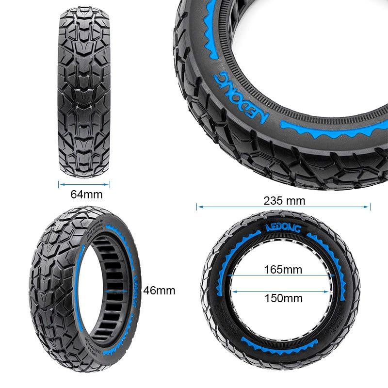 Compatibile con Pneumatico Monopattino Elettrico Full Ultralight Offroad 10x2,5-B44 [Nedong] Nero-Blu