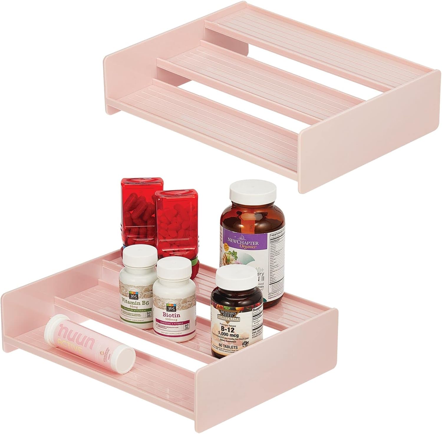 mDesign 3 Tier Bathroom Organizer Shelf Storage Rack for Vitamins, Supplements