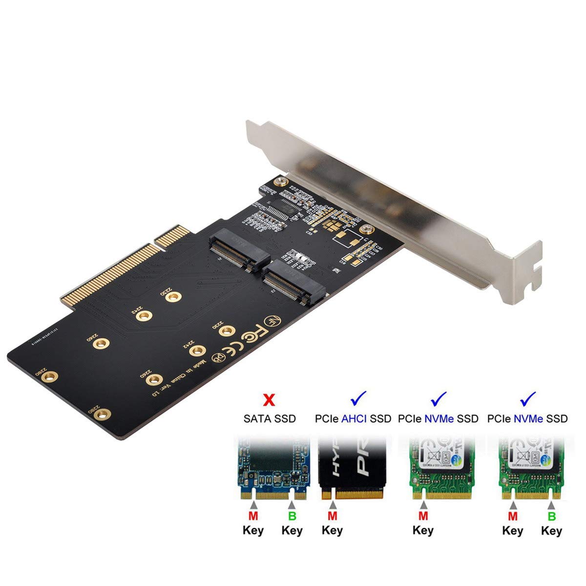 xiwai Dual 2X NVME M.2 AHCI a PCIE Express 3.0 Gen3 X8 X16 Raid Card VROC Raid0 Hyper Adapter