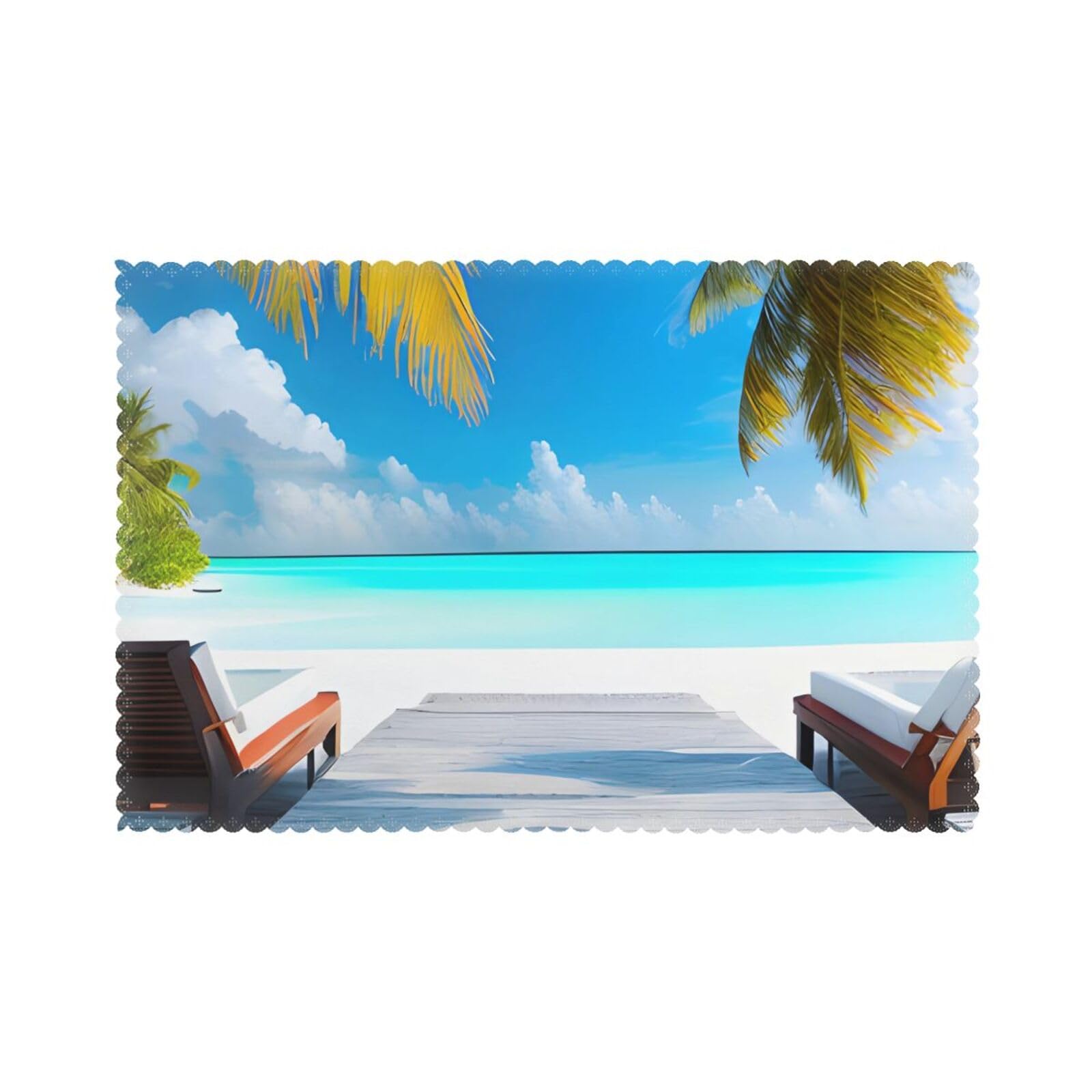 Maldives Holidays Placemat set of 6, oil-proof, washable, suitable for kitchen, restaurant, party, etc.
