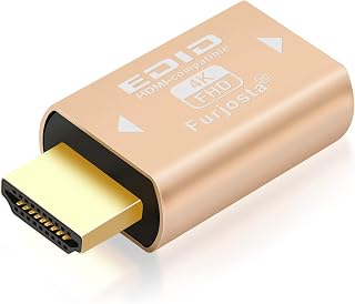 Furjosta HDMI Emulator Pass Through 4K Ultra Thin Adapter Aluminum fit Headlesskeep The EDID of The Monitor Active Switches and Extenders 3840x2160@59Hz 1P