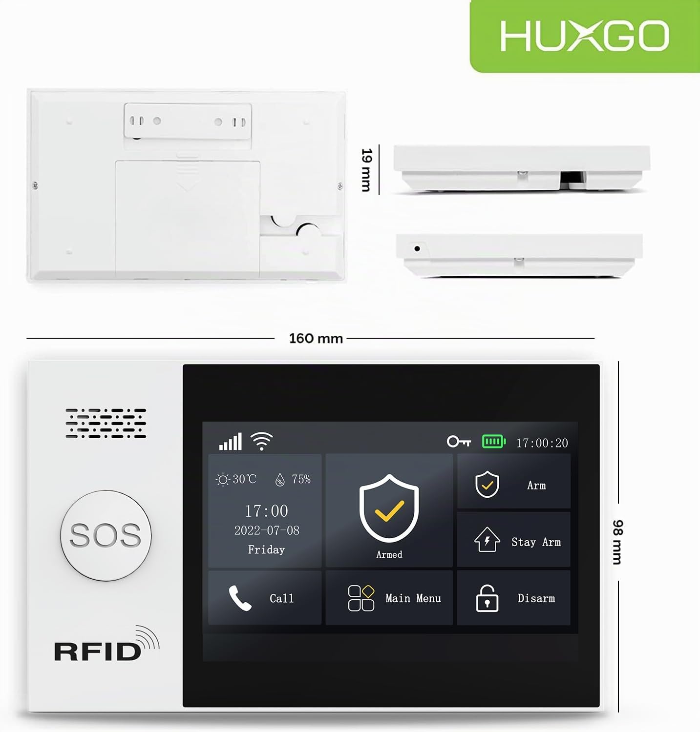 Centrale di allarme wireless HXA007 4G con modulo WiFi e GSM 4G LTE | Controllo tramite Tuya Smart App, SMS e chiamate, funzione di emergenza SOS