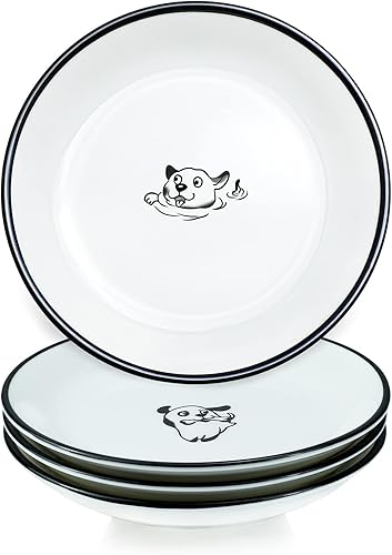 Miniatura 2 de Divertido patrón de perro feliz de 5 pulgadas con trazos de pincel de cerámica para condimentos, soportes para bolsas de té, platillo de salsa de