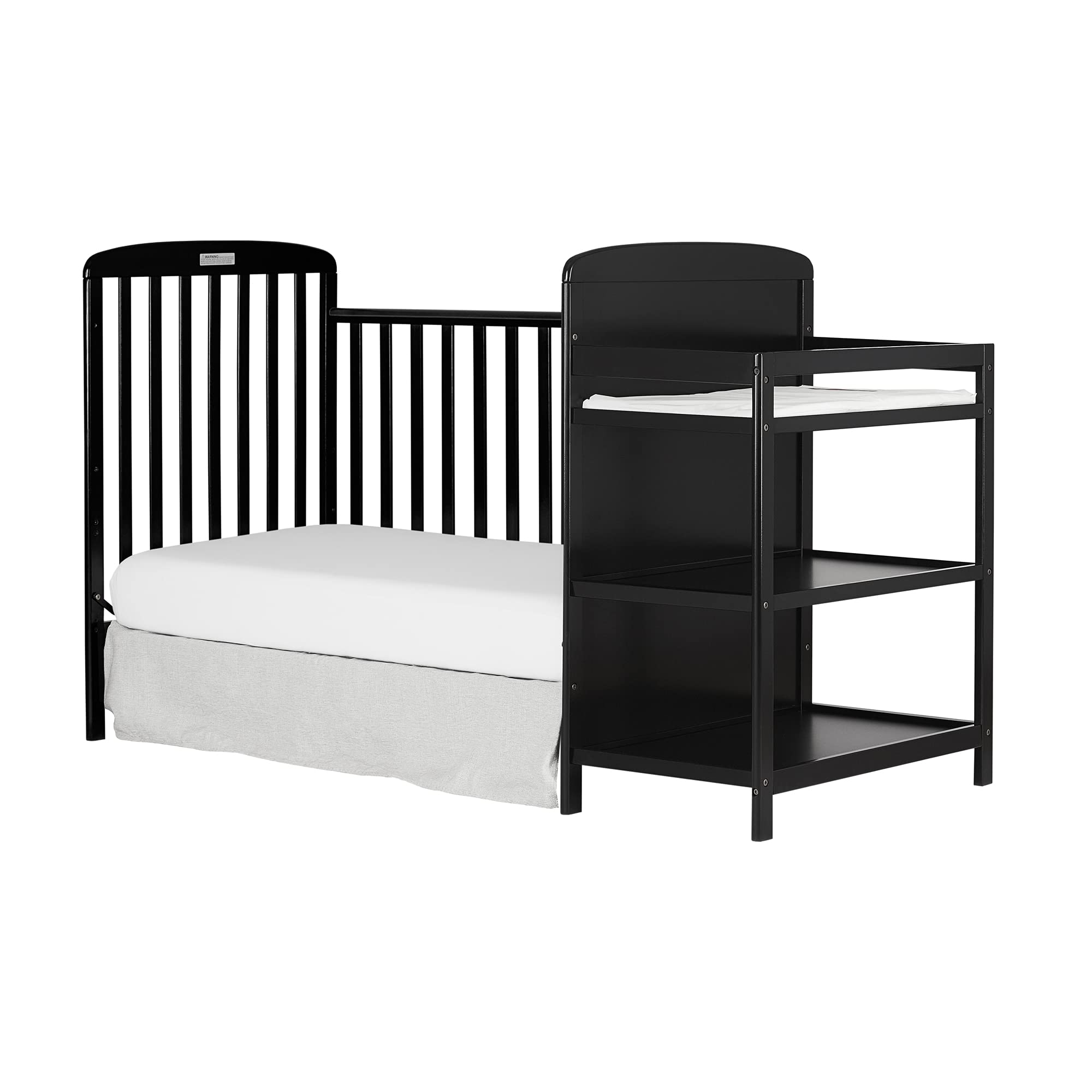 Dream On Me Anna 3-in-1 Full Size Crib and Changing Table Combo in Black, Greenguard Gold Certified