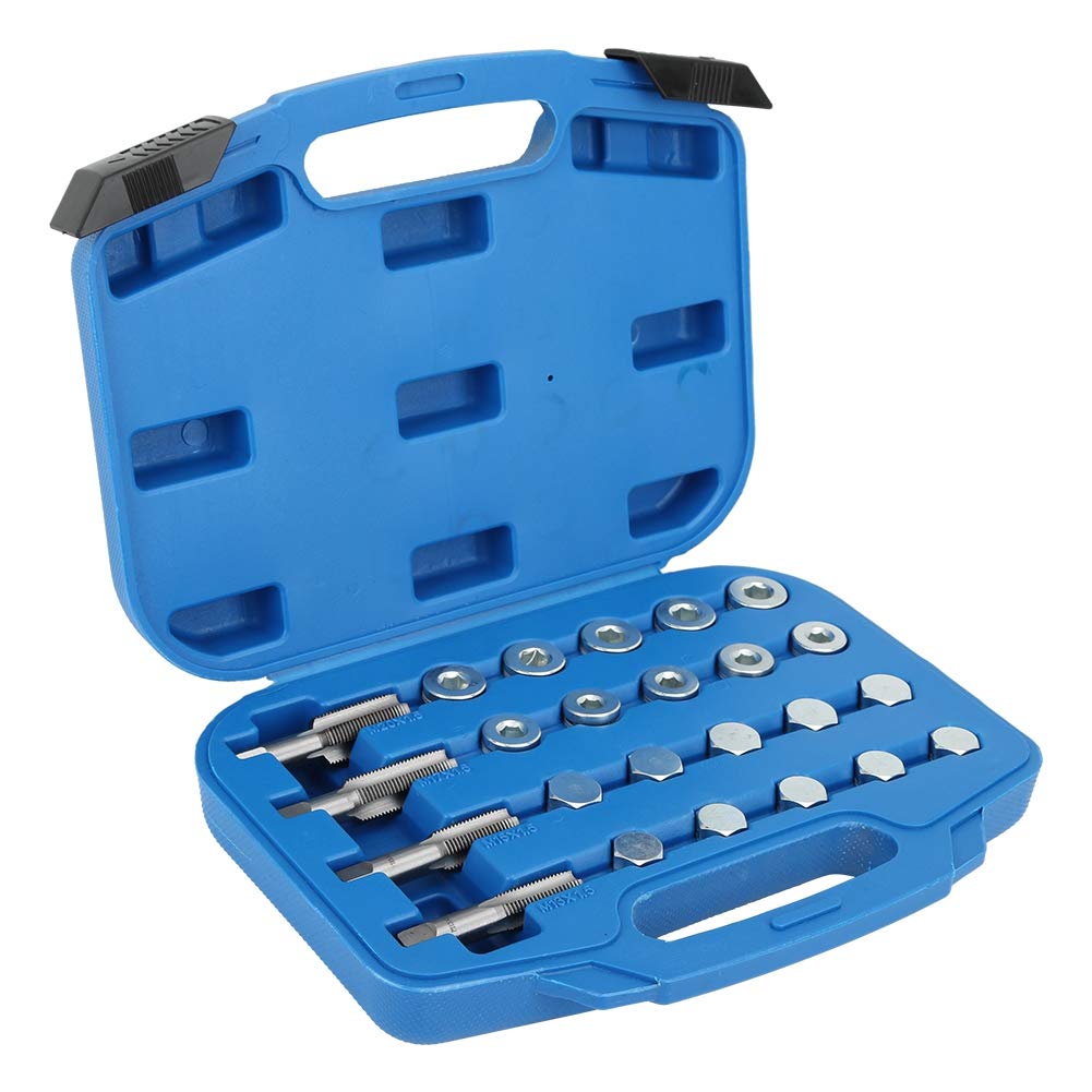 64 Pezzi Kit di Riparazione della Filettatura della Coppa dell'Olio, Coppa dell'olio in Alluminio Riparazione Filettatura della Coppa dell'olio Tappo di Scarico Kit di Strumenti Accessorio di Manutenz