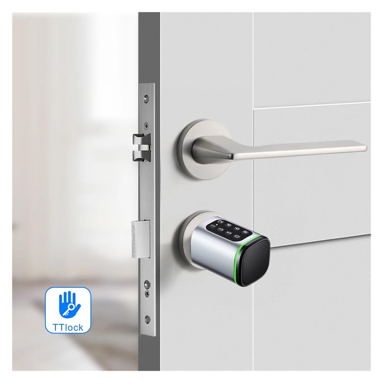 Cerradura Digital Ajustable de TTlock App Inteligente, Cerradura de Cilindro Elegante de la Tarjeta de contraseña de la Llave del Cilindro(Dust Box+8 Filter,A50-B50)