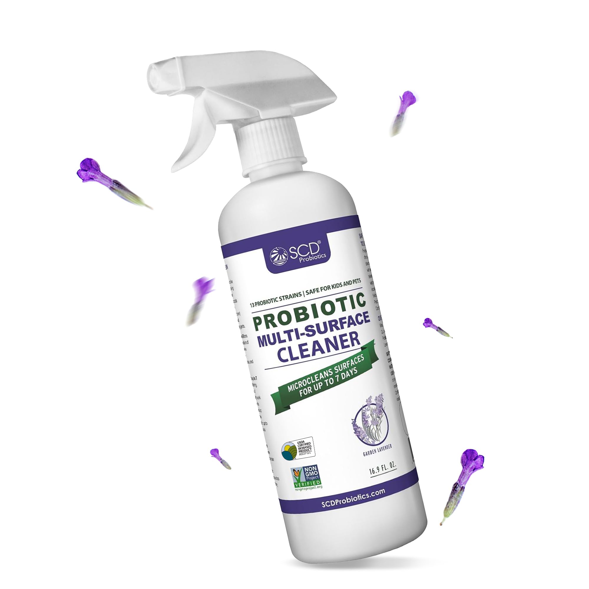 SCD Probiotics All-Purpose Household Spray Cleaner – Plant-Based Enzyme Cleaner That Works – Multi-Purpose Probiotic Surface Cleanser With Lavender Essential Oils – 16.9 Oz