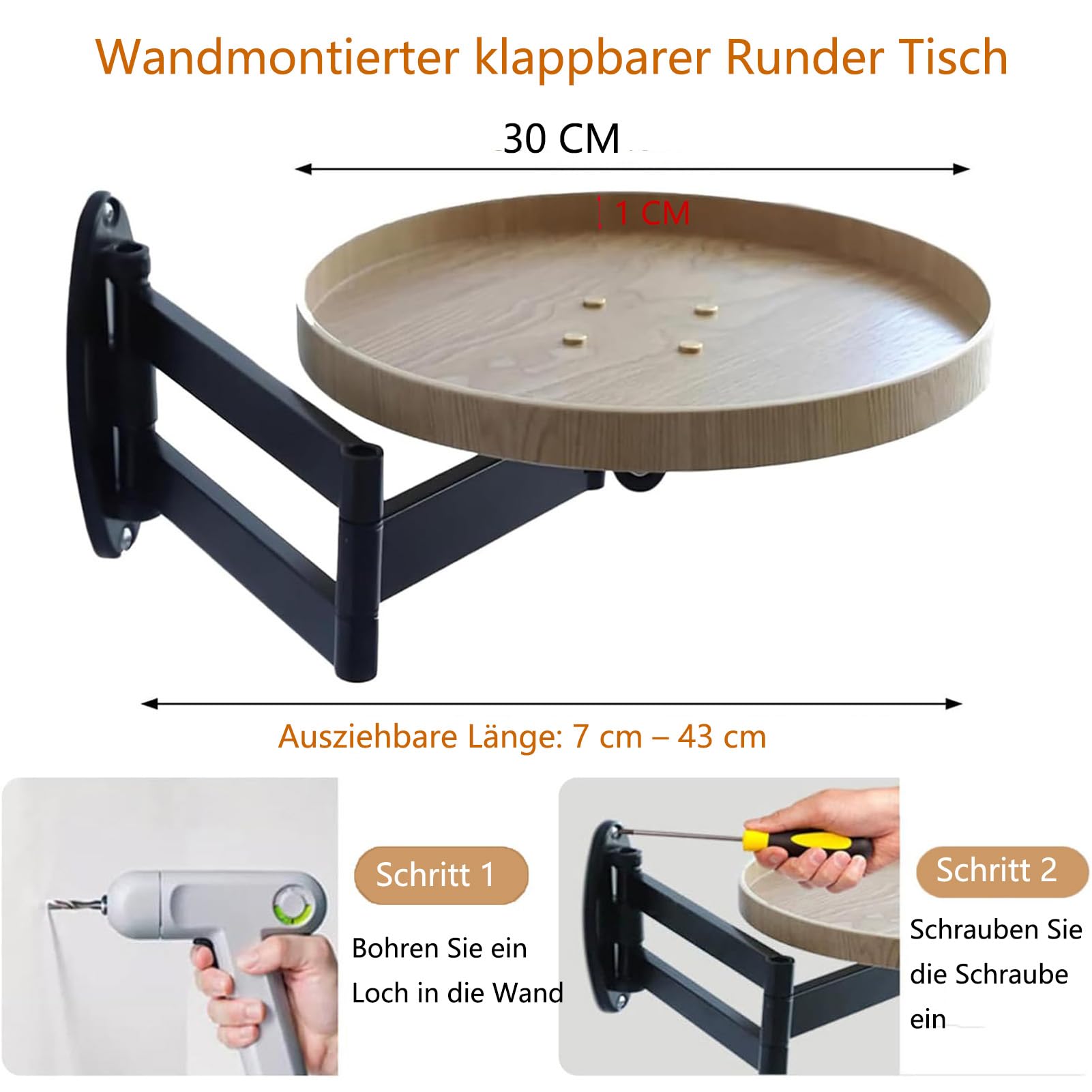 Wandtisch Klappbar Balkontisch Hängend Klapptisch Wand Rund