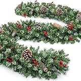 Christmas Garland Decorations,2.7M/9FT Wreath Garlands Decorations Xmas, Holiday Decorations Wreath for Stairs, Fireplace, Door, Indoor Decoration