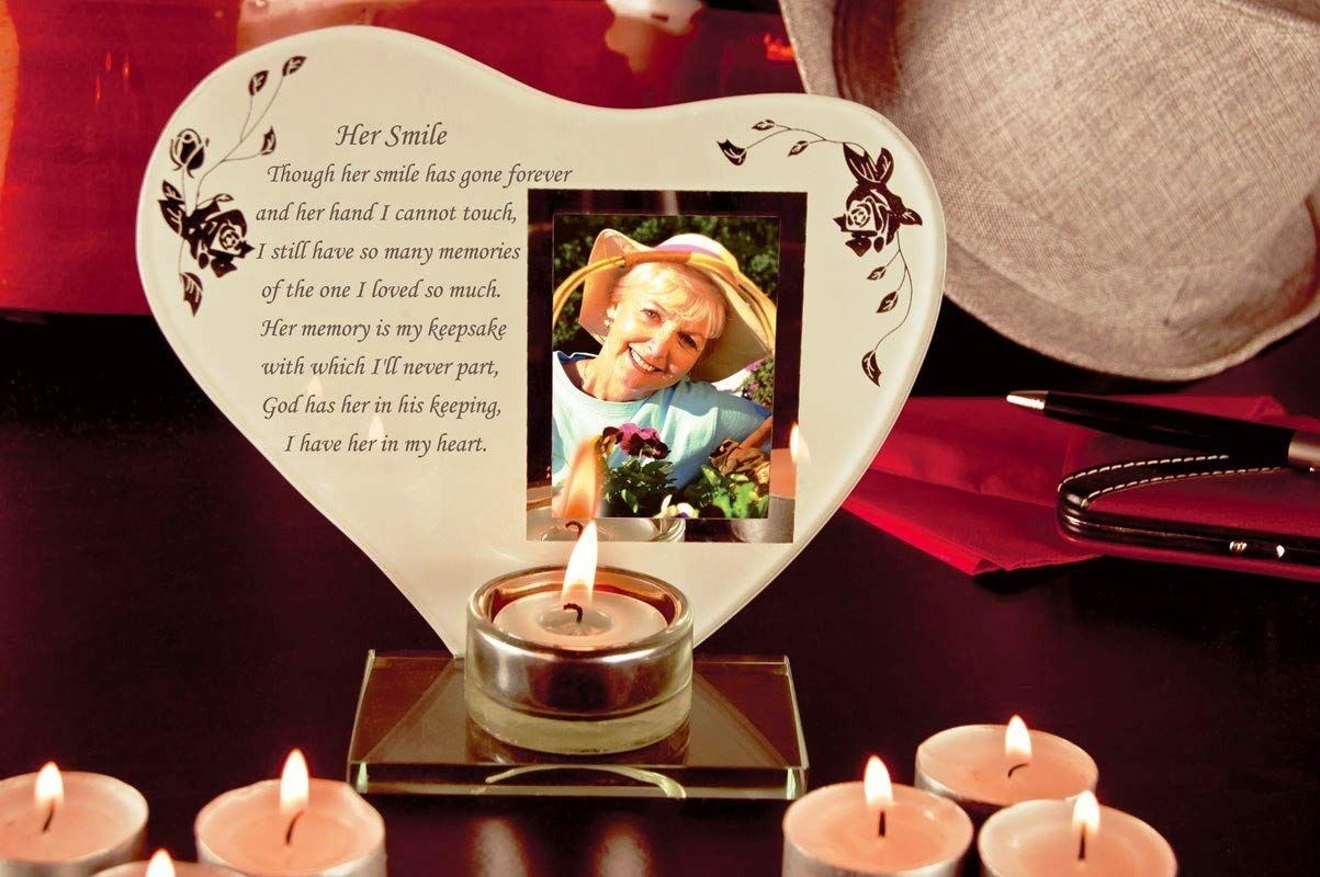 Parmy Clear Her Smile Memorial Poem & Photo Candle Holder By Memorial