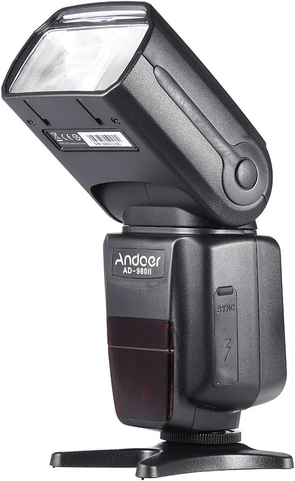 Хажуу тал view of the Andoer AD-980II Flash Speedlite showing sync port