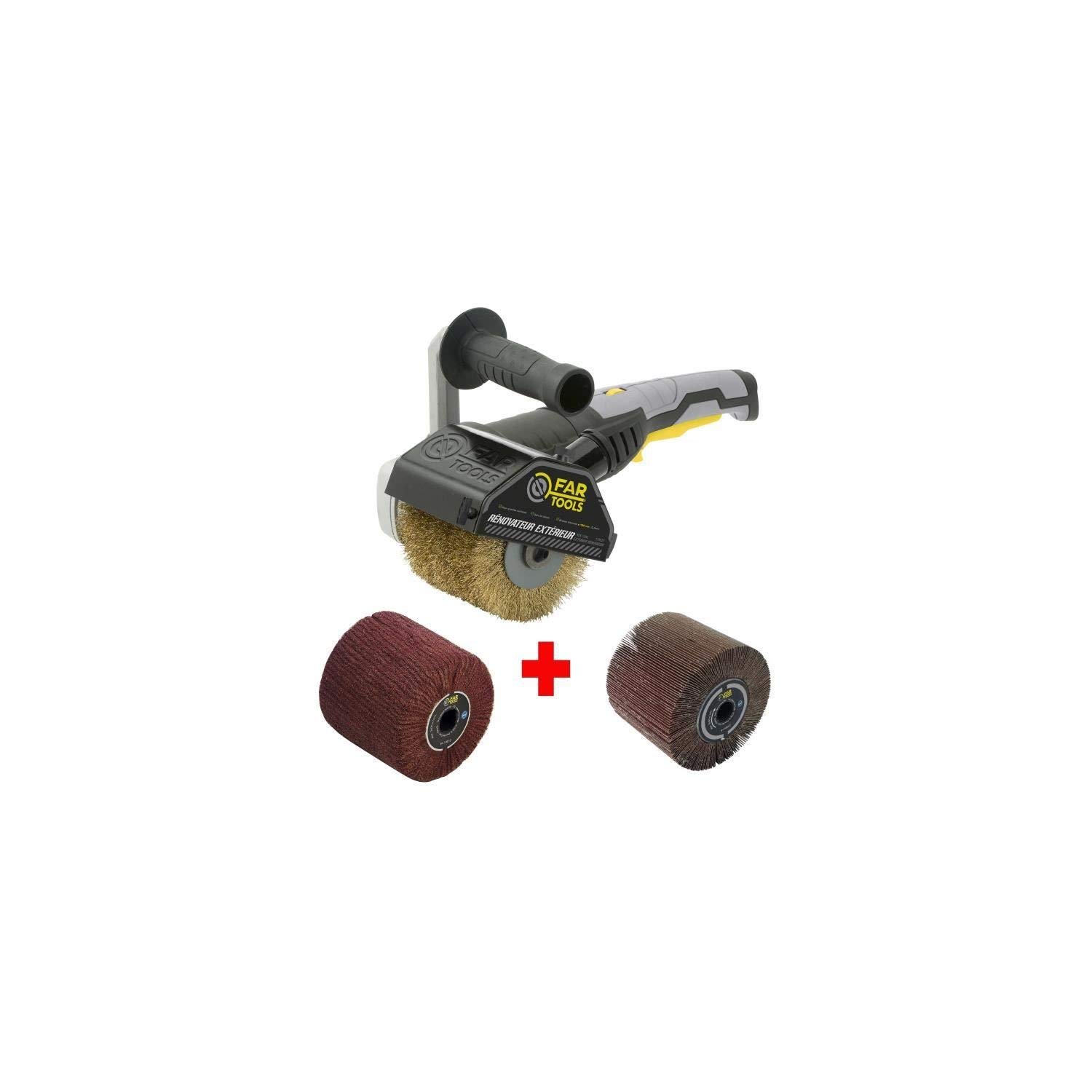 FARTOOLS Pack 615125: Renovador REX120C + cepillo de solapa y cepillo de fibras sint�ticas - Madera especial y metal - Superficies planas