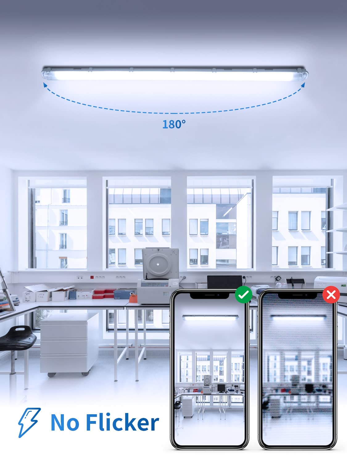 Tubo LED con 2 tubo 150cm,44W 4400LM Tubo Fluorescente LED, 6000K Blanco frío Luz de Techo LED, Impermeable IP65 Barra de Luz LED,Lámpara de Techo para Cocina Baño Garaje Oficina,4 Pieza